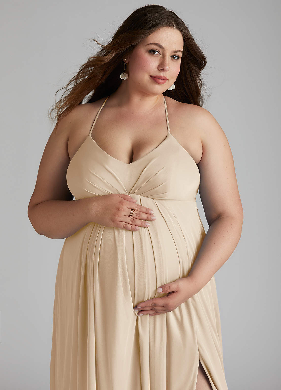 maternity bridesmaid dress champagne Champagne Lace Overlaid Blue Mermaid Maternity Bridal Dress Overskirt, Champagne / White