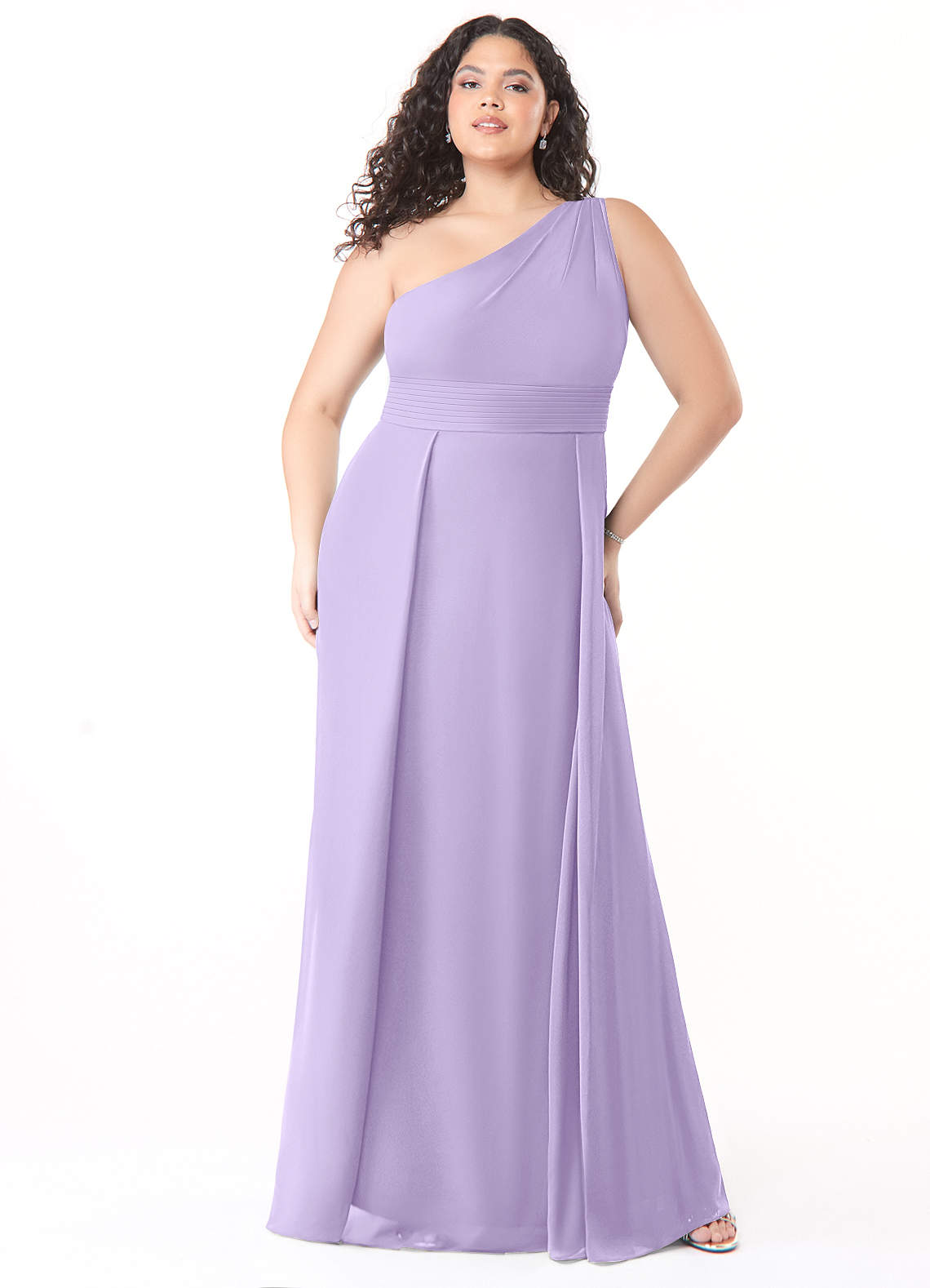 Azazie Dallas Bridesmaid Dresses Lilac A-Line One Shoulder Chiffon Dress image1
