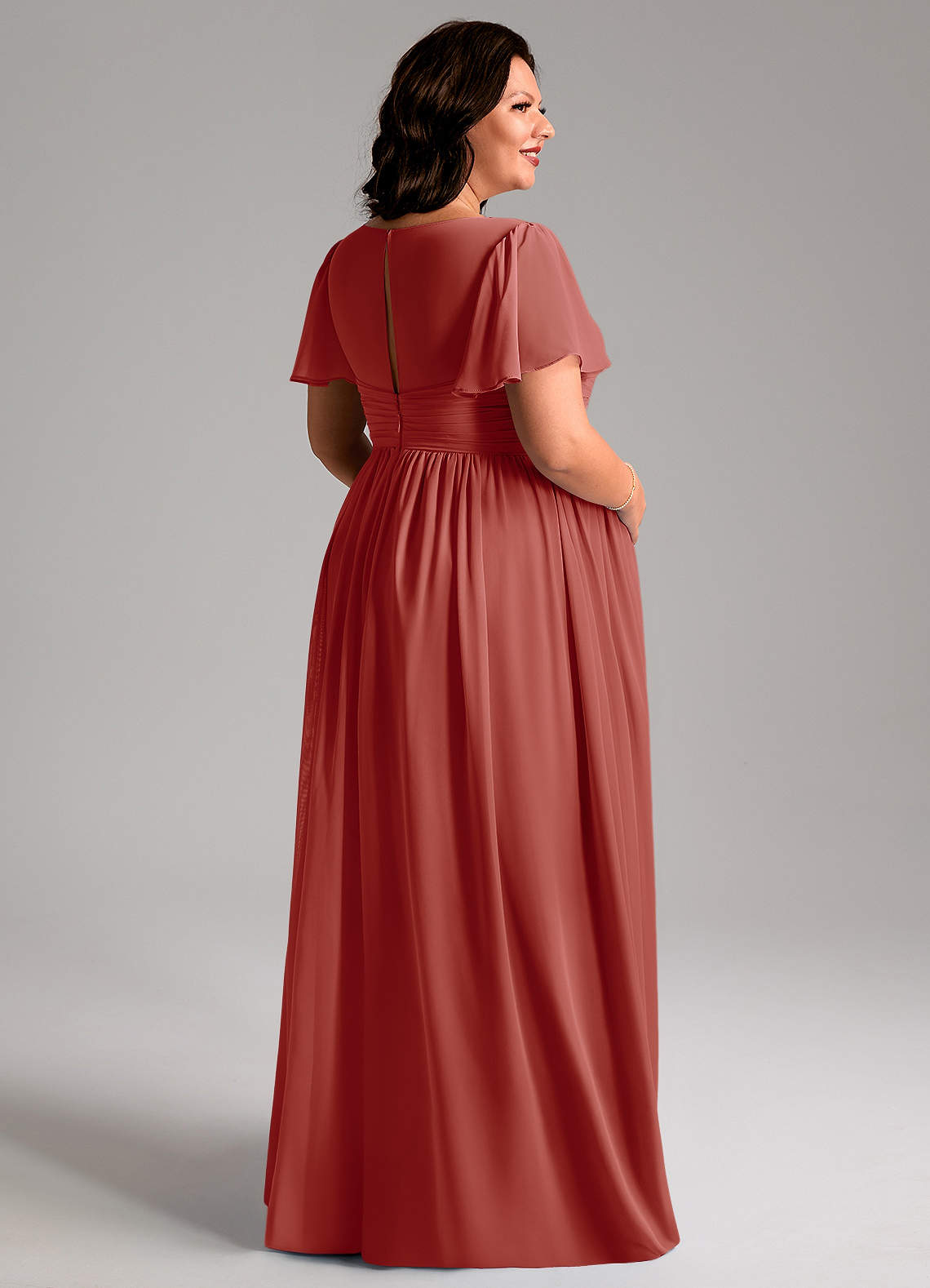 Azazie Verna Maternity Bridesmaid Dresses A-Line V-Neck Ruched Chiffon Floor-Length Dress image7