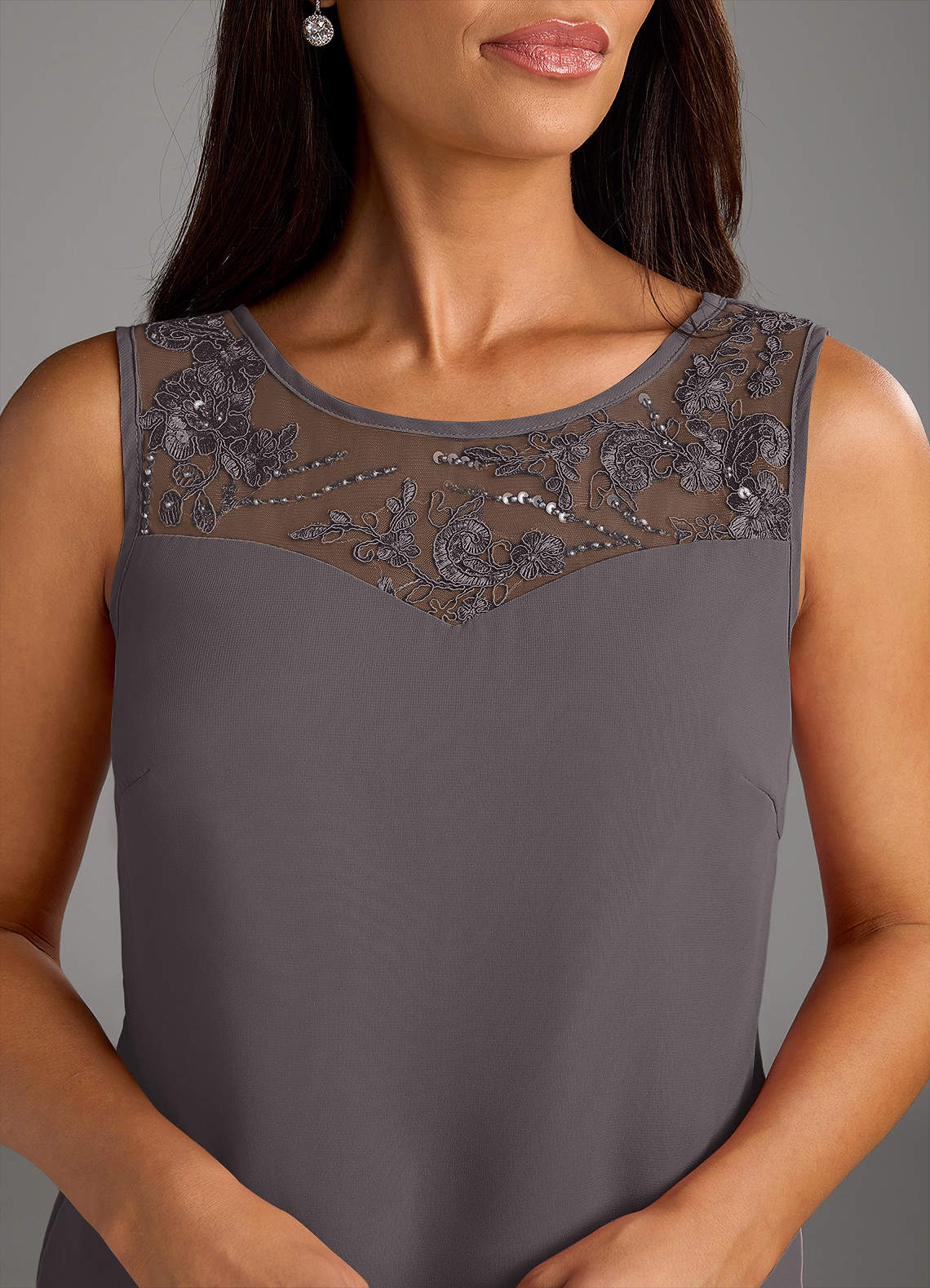Azazie Maura Mother of the Bride Dresses Steel Grey Jumpsuit/Pantsuit Sequins Chiffon Dress image8
