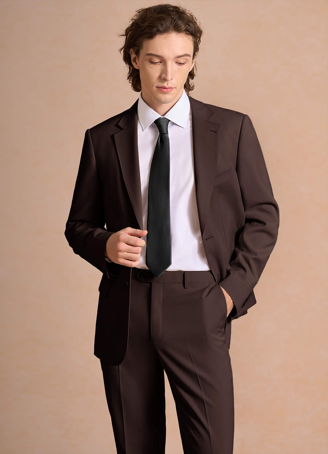 front James Ganache Structured Stretch Suit Jacket