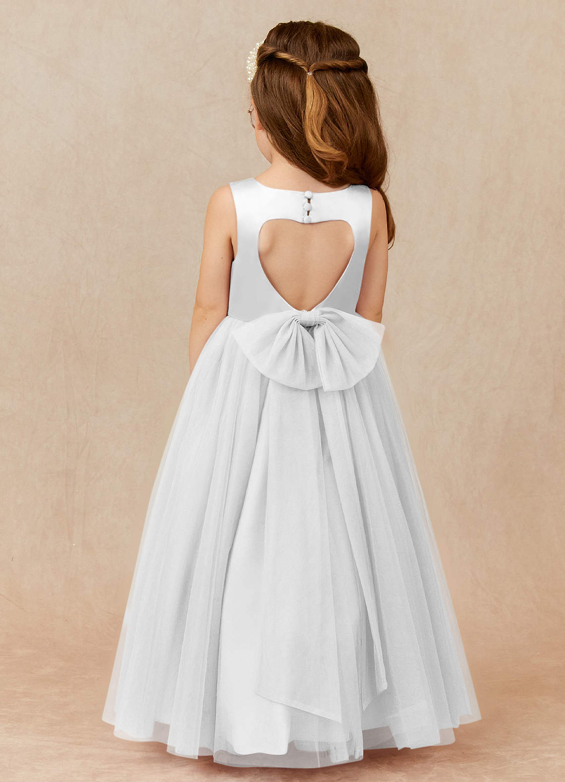 Azazie Muni Flower Girl Klänningar Klänning A-Line i Tyll Rosett image1