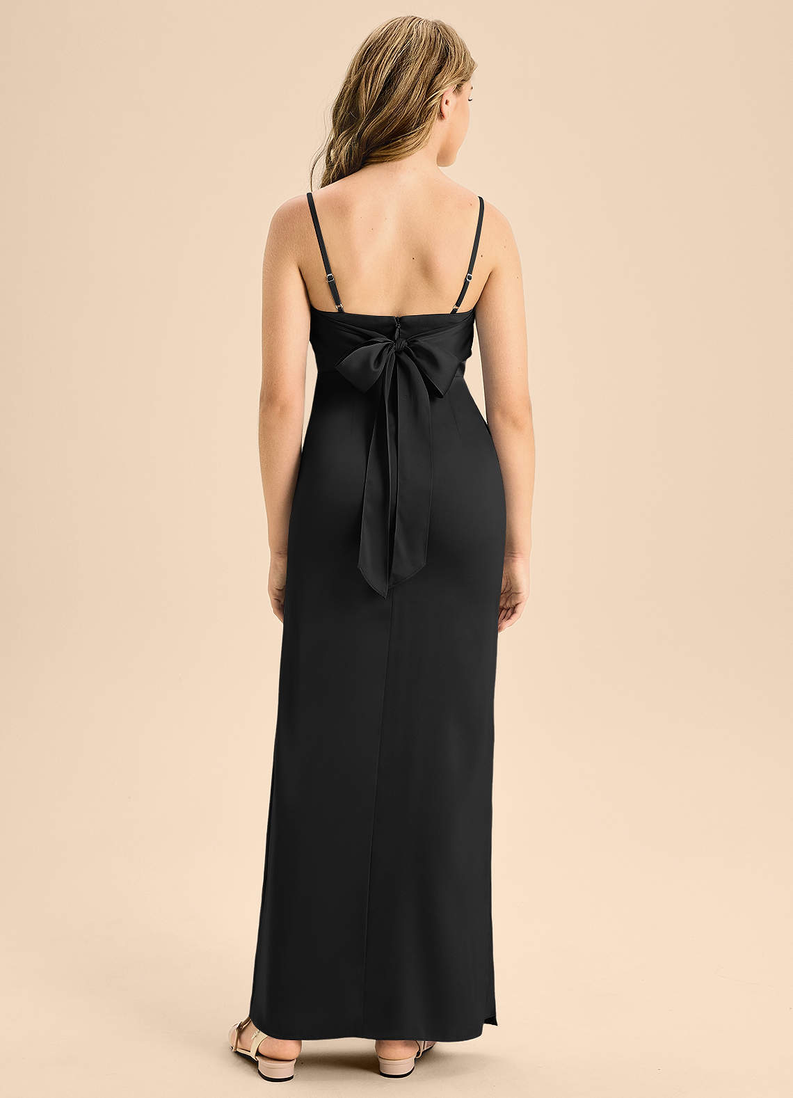 Azazie Mai Junior Black A-Line Sweetheart Neckline Stretch Satin Dress image1
