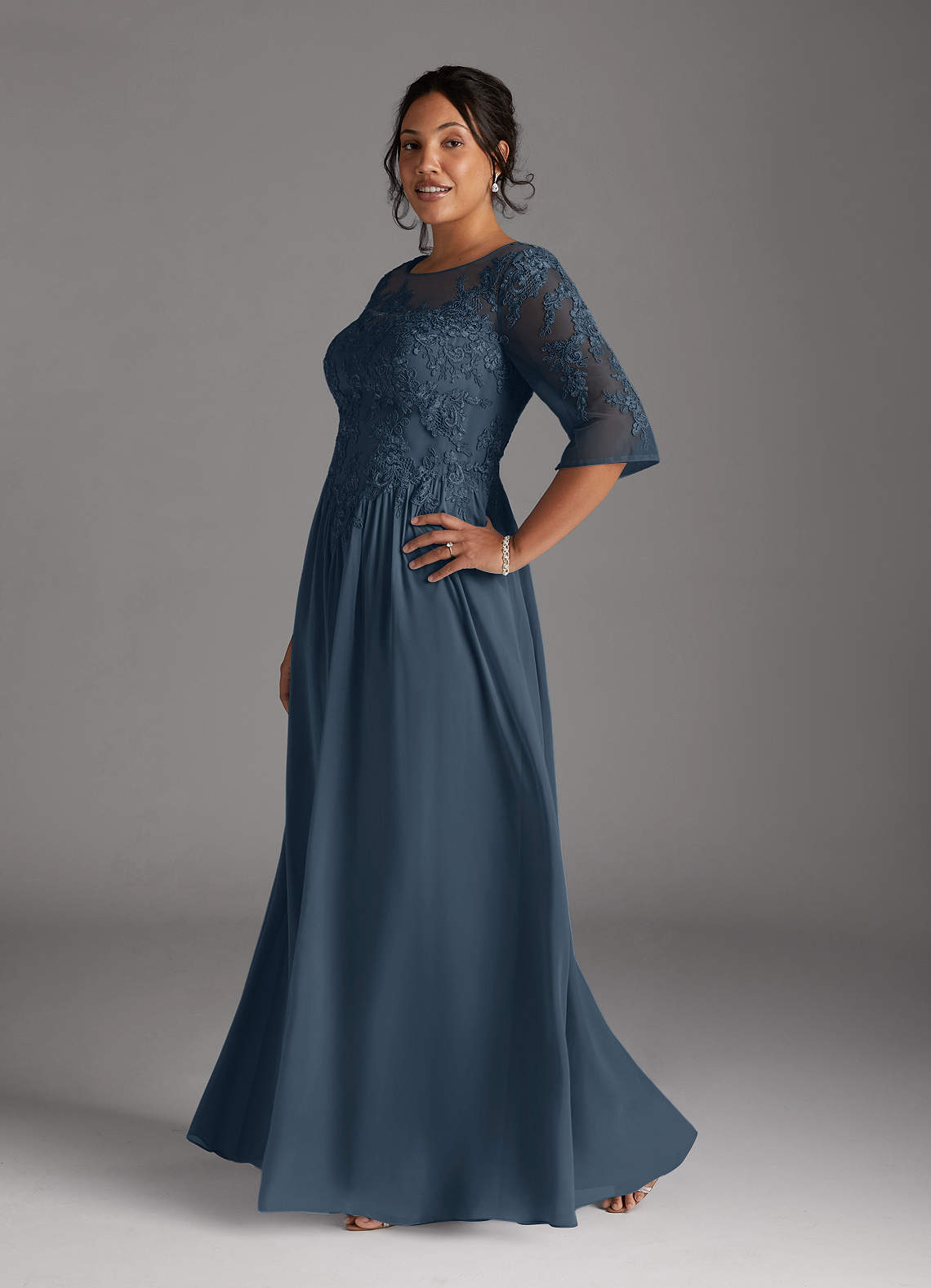 Azazie Mirielle Mother of the Bride Dresses Neptune A-Line Scoop Lace Chiffon Dress image9