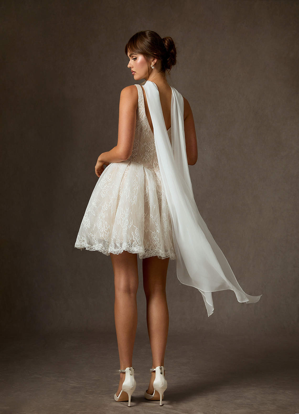 Azazie Dawn Trouwjurken Jurk van Kant met A-Lijn Diamant Wit Champagne image1