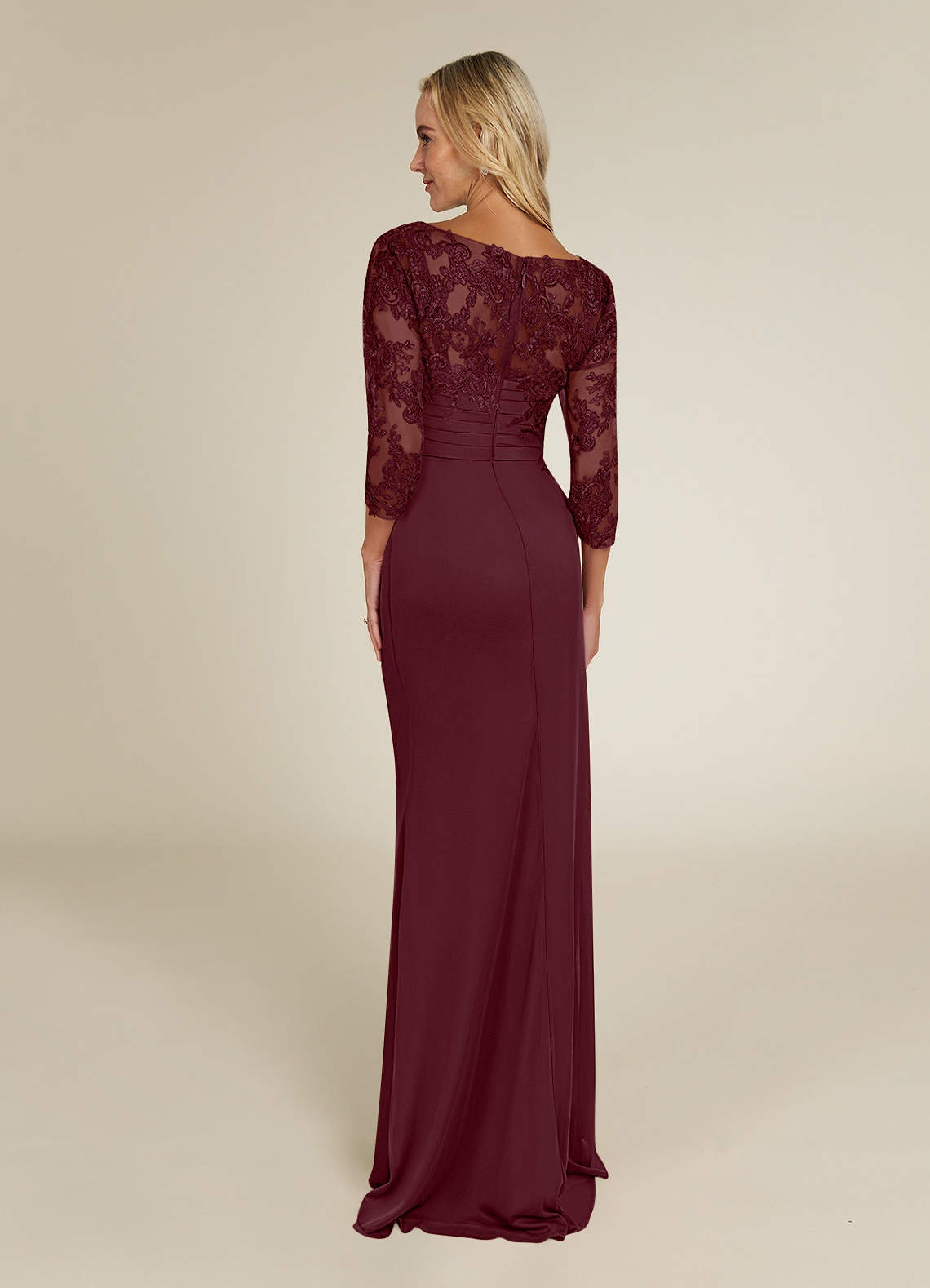 Azazie Alisondra Mother of the Bride Dresses Cabernet Sheath Scoop Lace Lace Dress image3