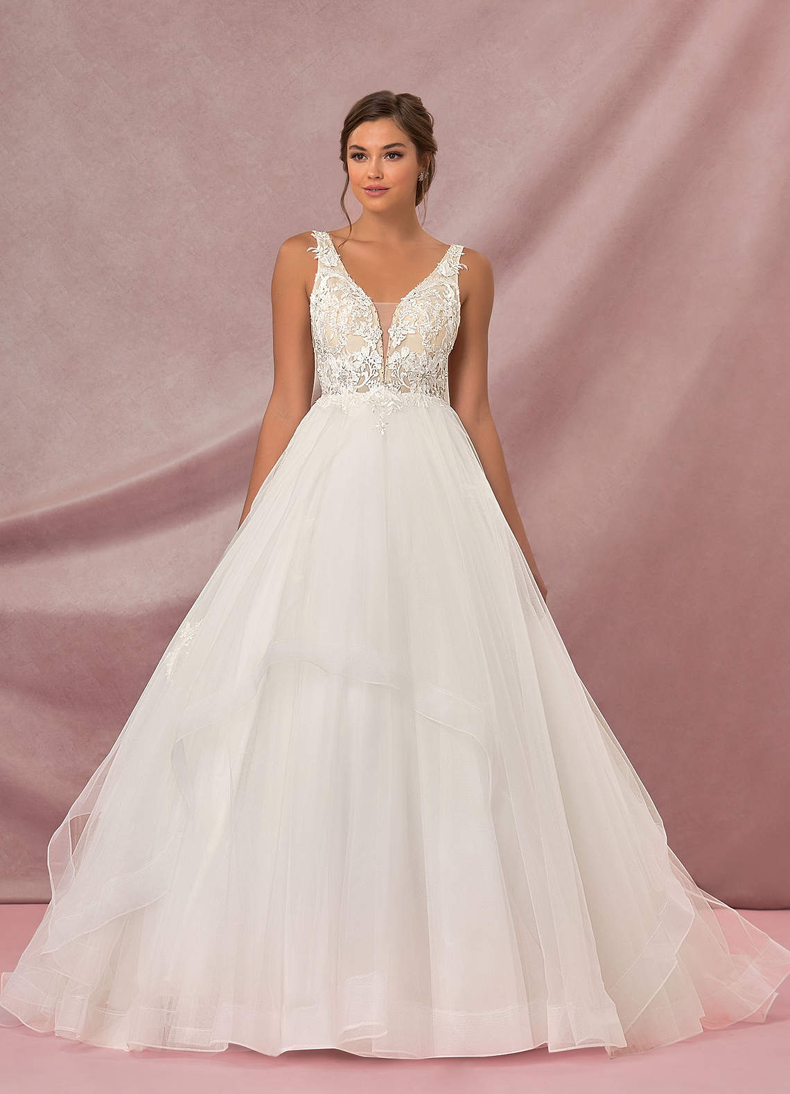 Azazie Toni Vestidos de novia Vestido de Blanco Diamante Champán de Tul de Corte Princesa con Lentejuela image4
