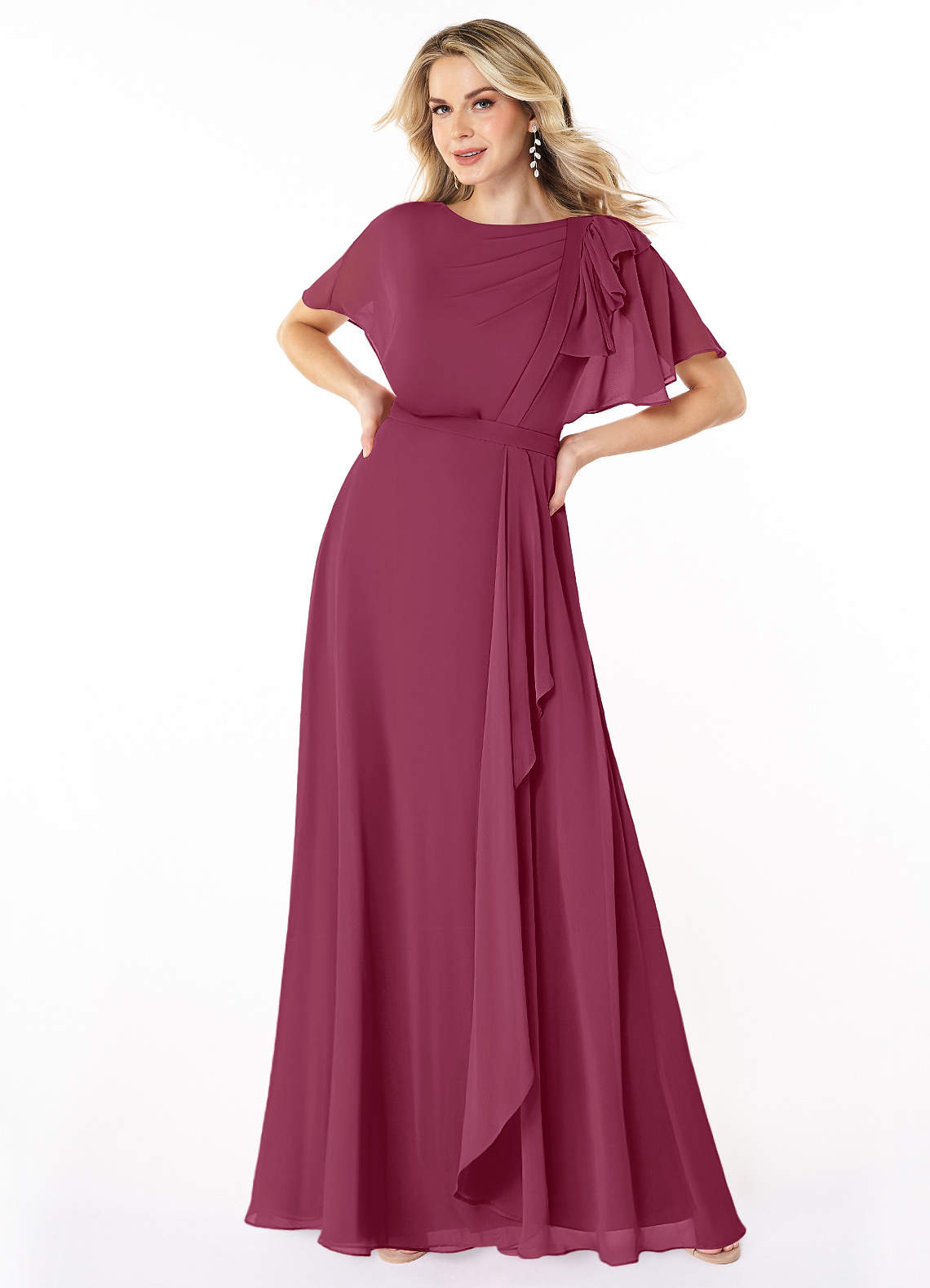 Azazie Aaliyah Modest Bridesmaid Dresses in Mulberry Azazie CA