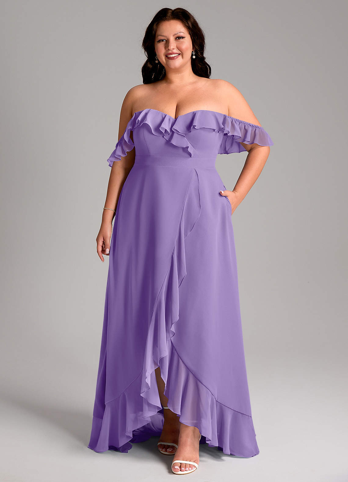 Azazie Lyra Abiti da Damigella Abito Convertibile A-Line in Chiffon Tahiti image1