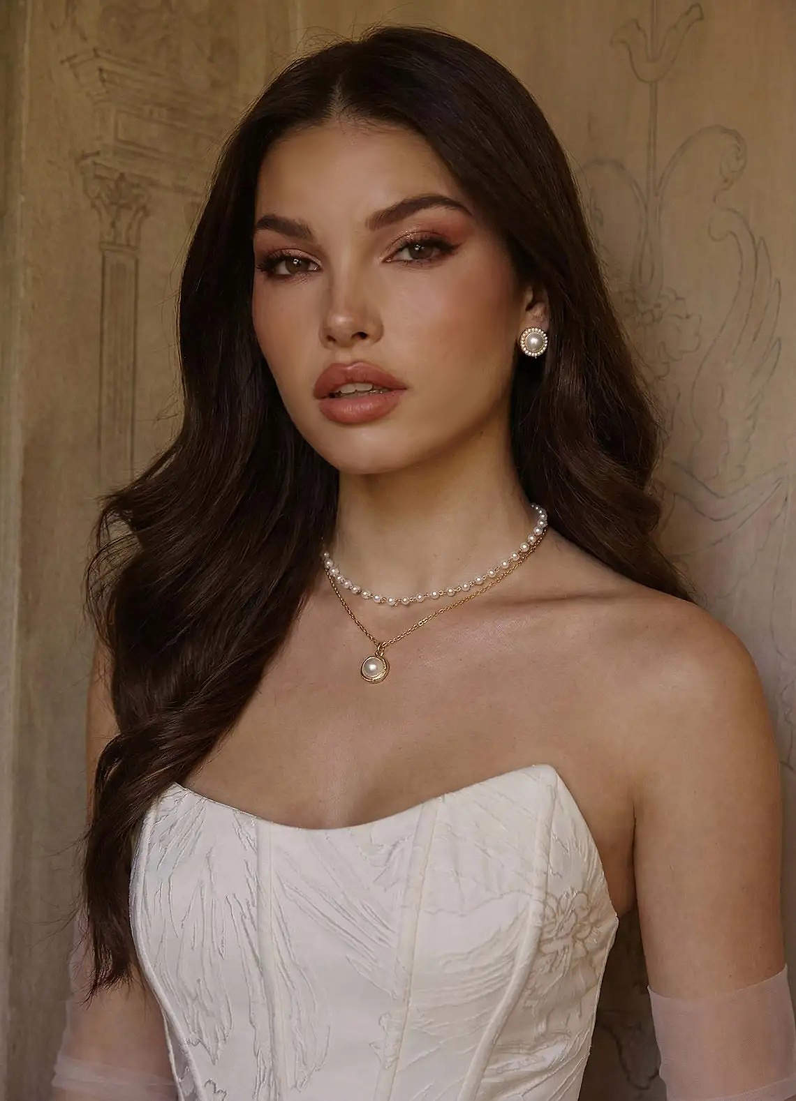 front Round Pearl Exquisite Jewelry Set