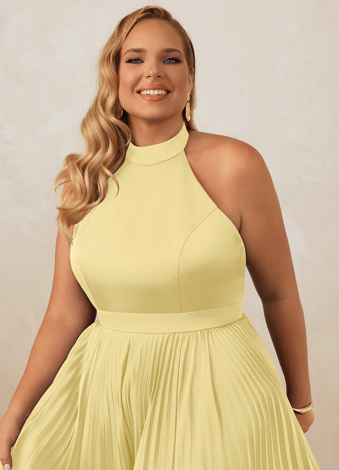 Christian Siriano Bridal for Azazie 1007 Bridesmaid Dresses Lemon Sorbet A-Line Pleated Stretch Satin Dress image13
