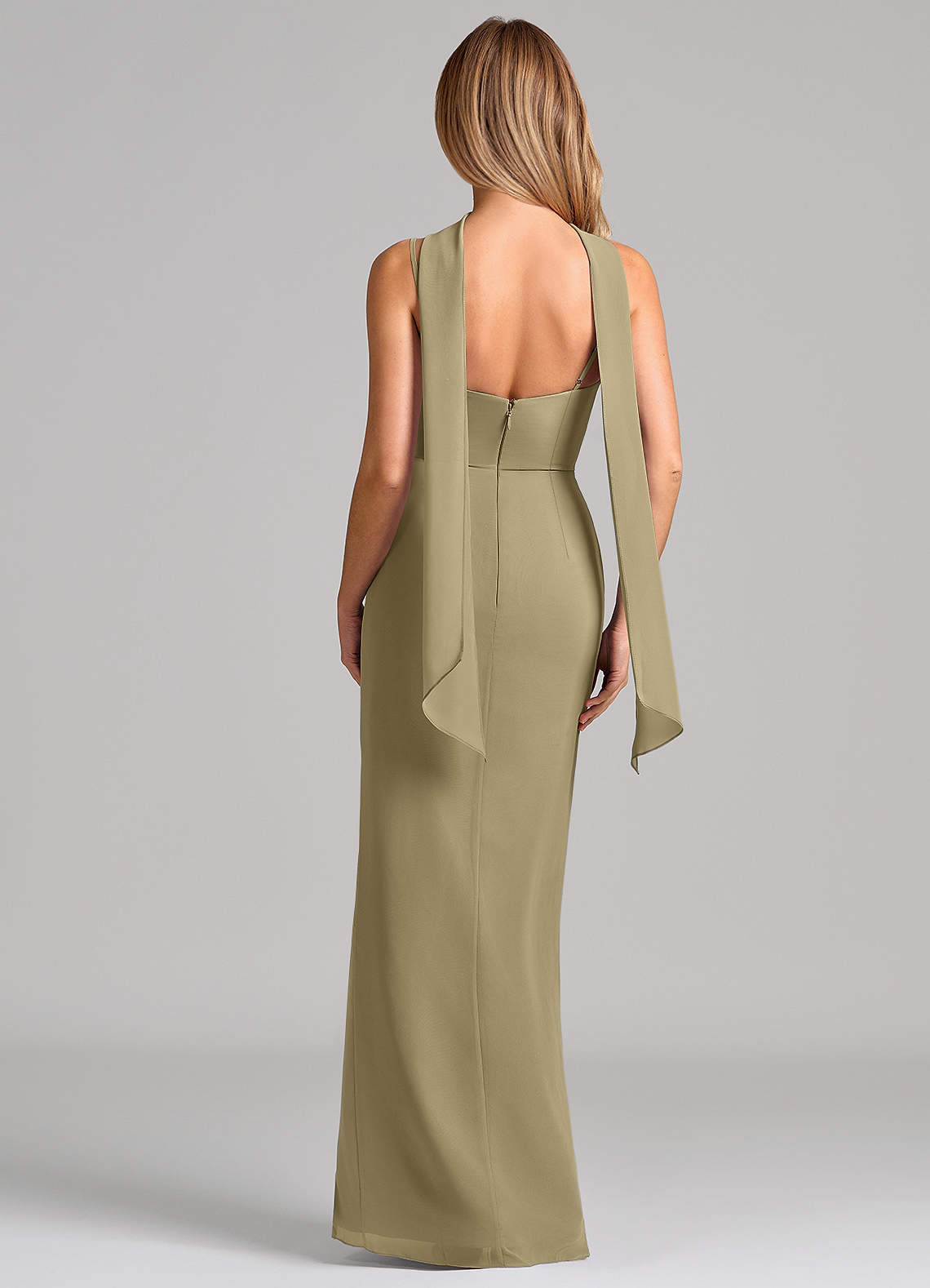 azazie moss green dress Sheath Scoop Neck Floor-Length Chiffon Bridesmaid Dresses dark moss green dress
