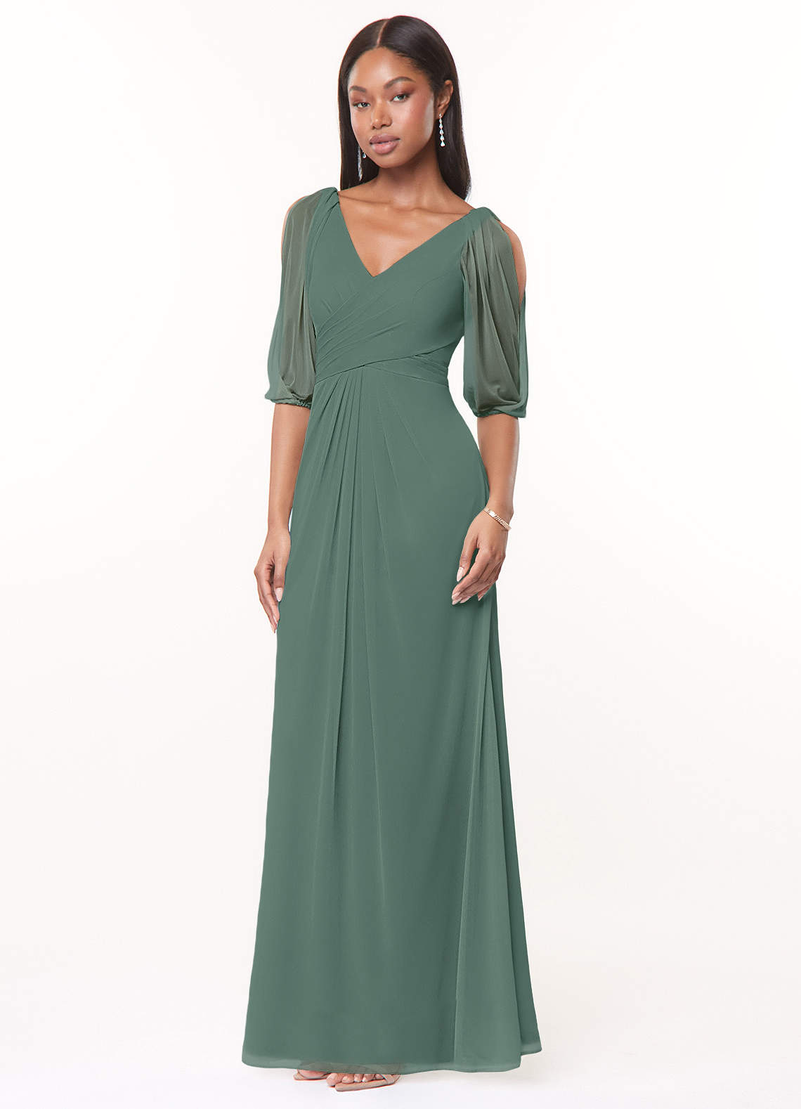 Azazie Noelia Ready to Ship Eucalyptus Mesh Bridesmaid Dresses