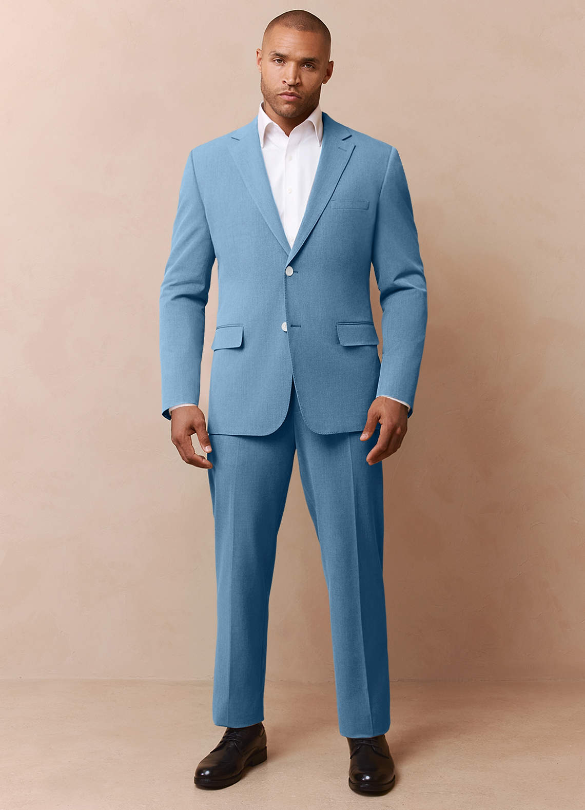 front James Steel Blue Structured Stretch Dress Pants