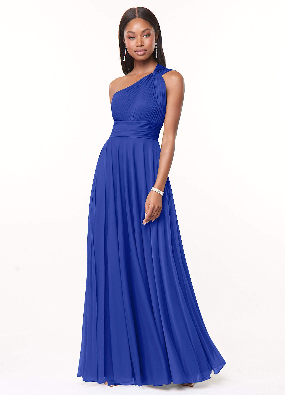bright blue one shoulder dress Azazie Charlize Ready to Ship Royal Mesh Bridesmaid Dresses Esme Size:17 / 34 'Women''s Marc Maxi Dress sculpted effect that flatters