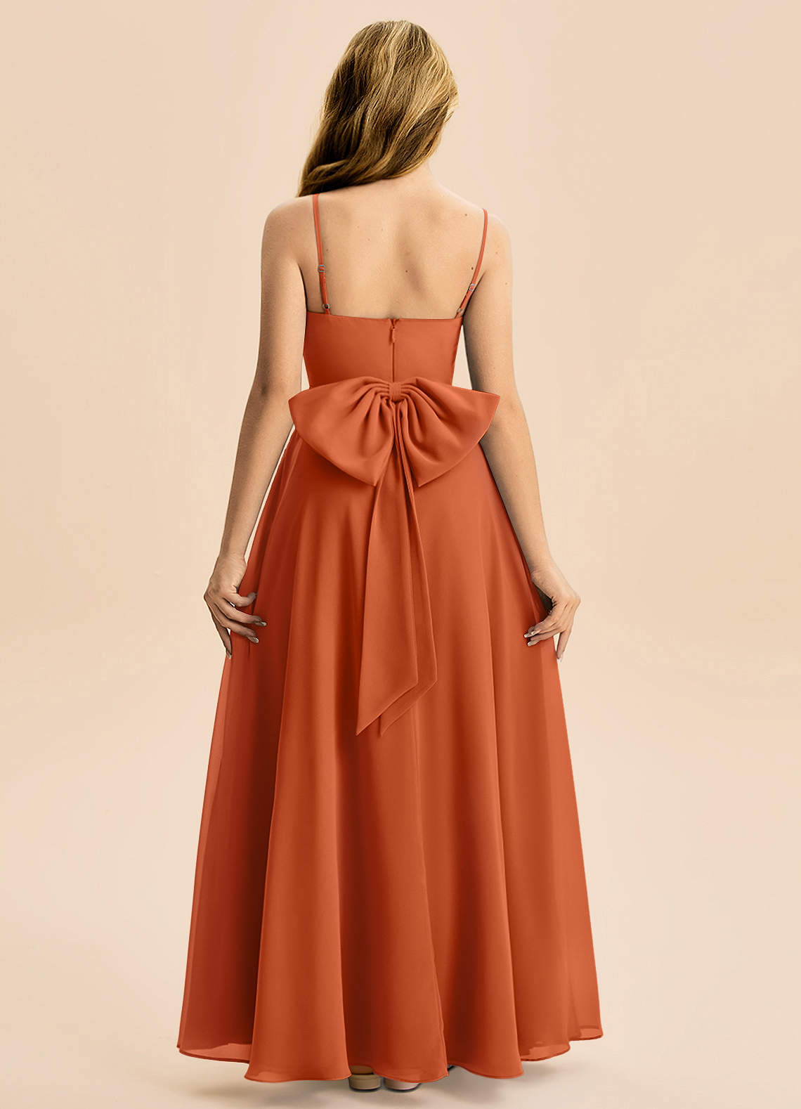 Azazie Bear Junior Agave A-Line Pleated Chiffon Dress image1