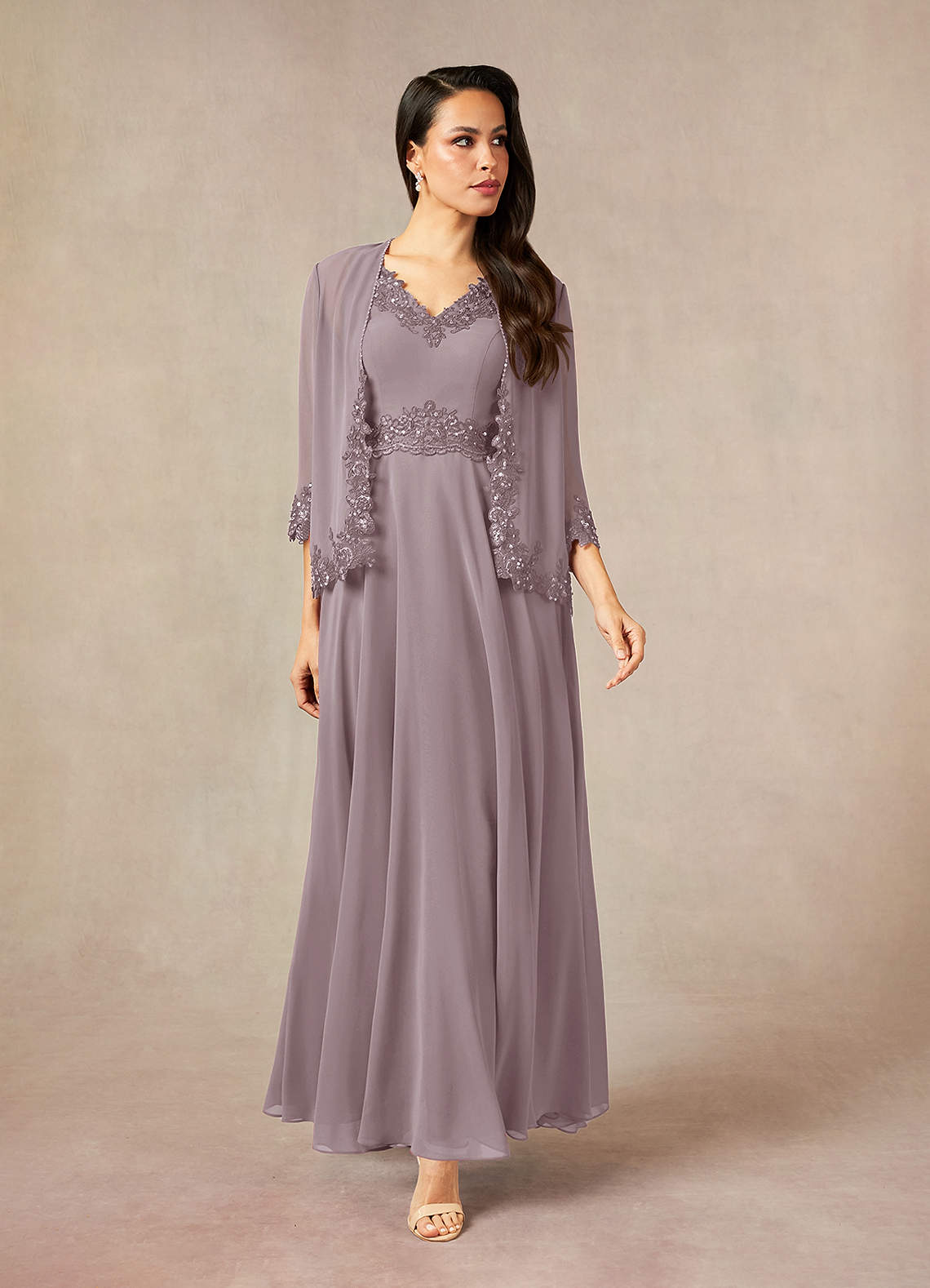 Azazie Devana Mother of the Bride Dresses Dusk A-Line Sequins Chiffon Dress image1