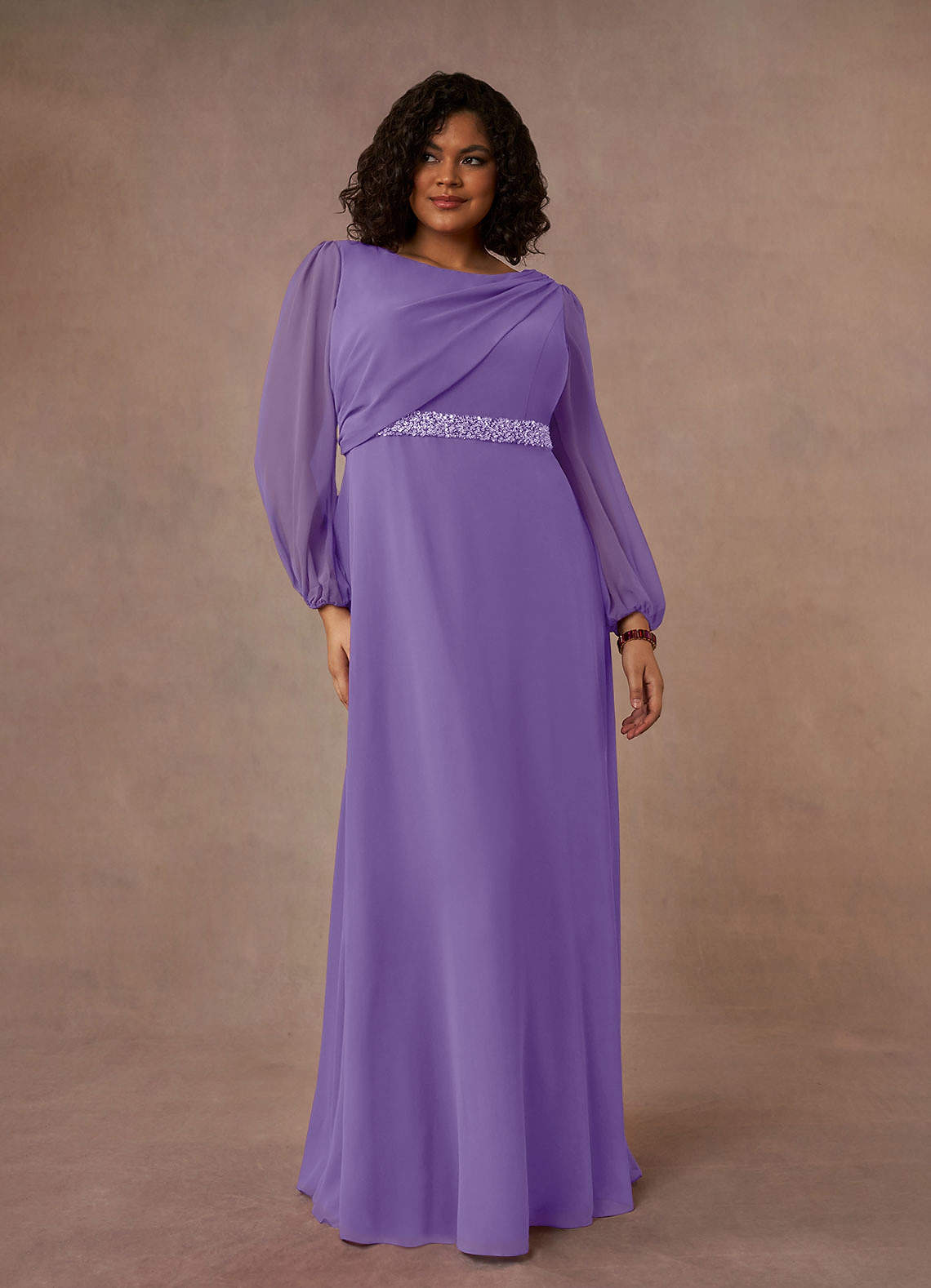Azazie Priyanka Mother of the Bride Dresses Tahiti A-Line Boatneck Pleated Chiffon Dress image1