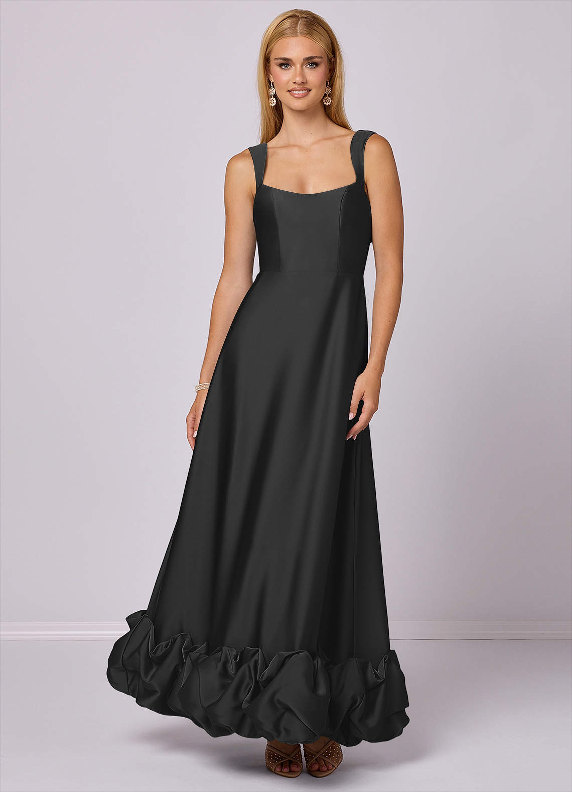 Barbie ♥ Azazie Bridesmaid Dresses A-Line Stretch Satin Ankle-Length Dress with Pockets image1