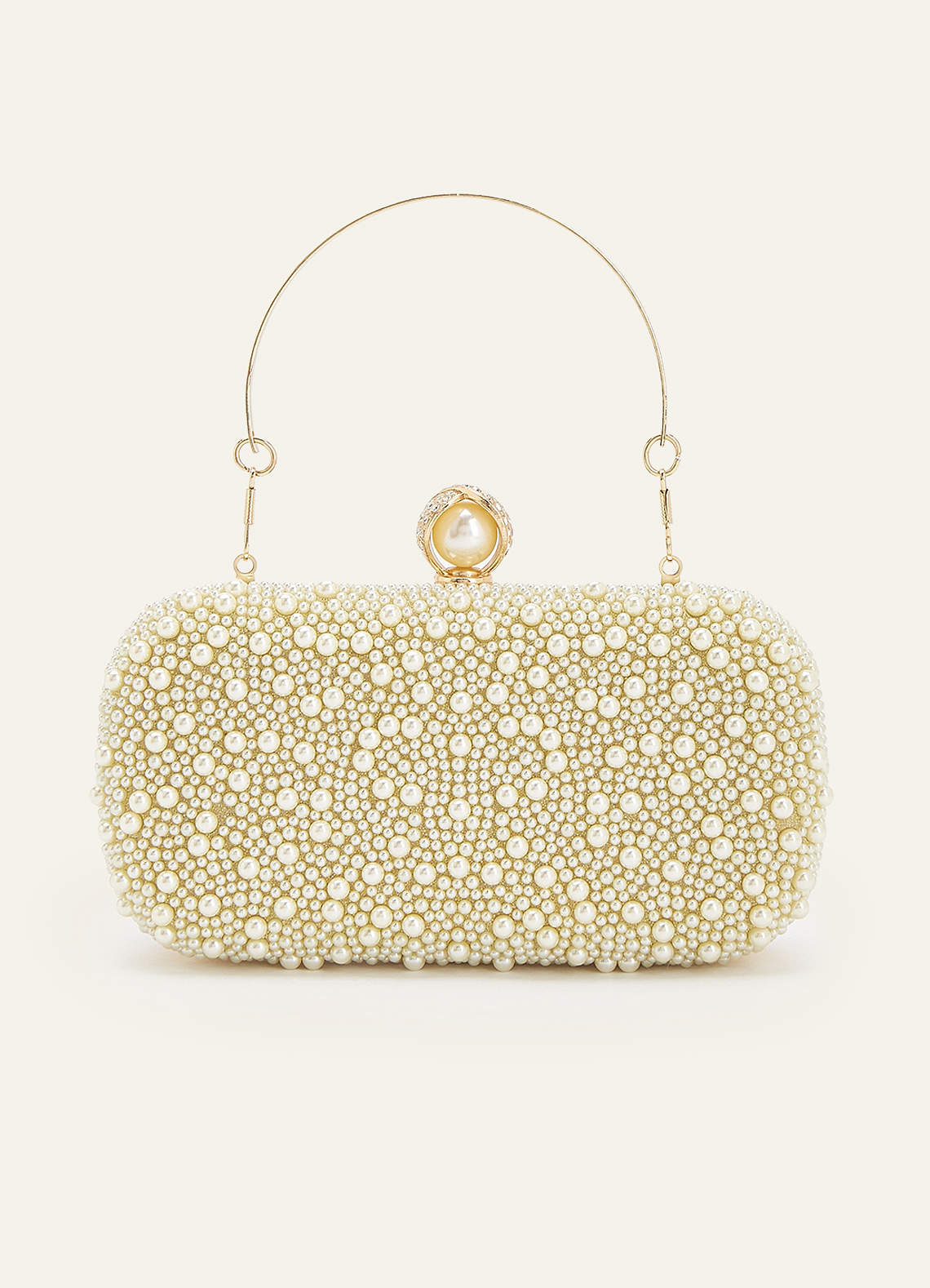 front Pearl Adorned Clutch