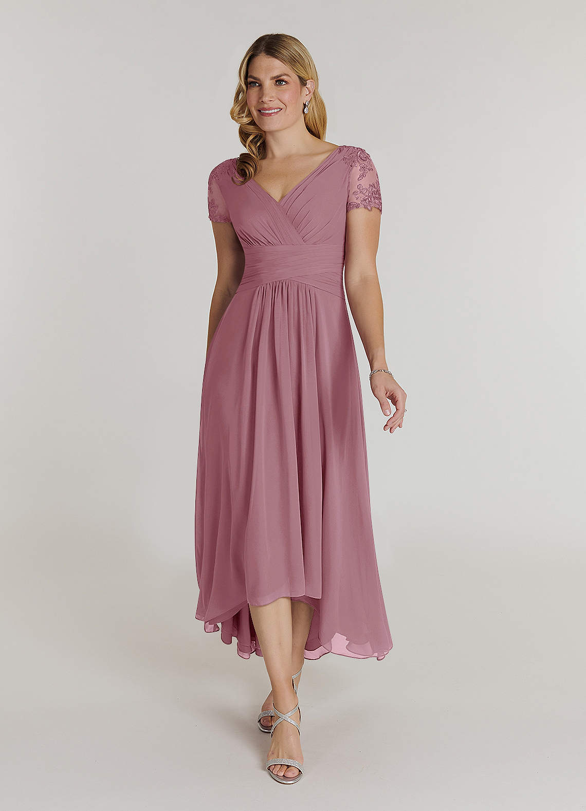 Azazie Thais Abiti per la Madre della Sposa Abito A-Line in Chiffon Pizzo Vintage Malva image1