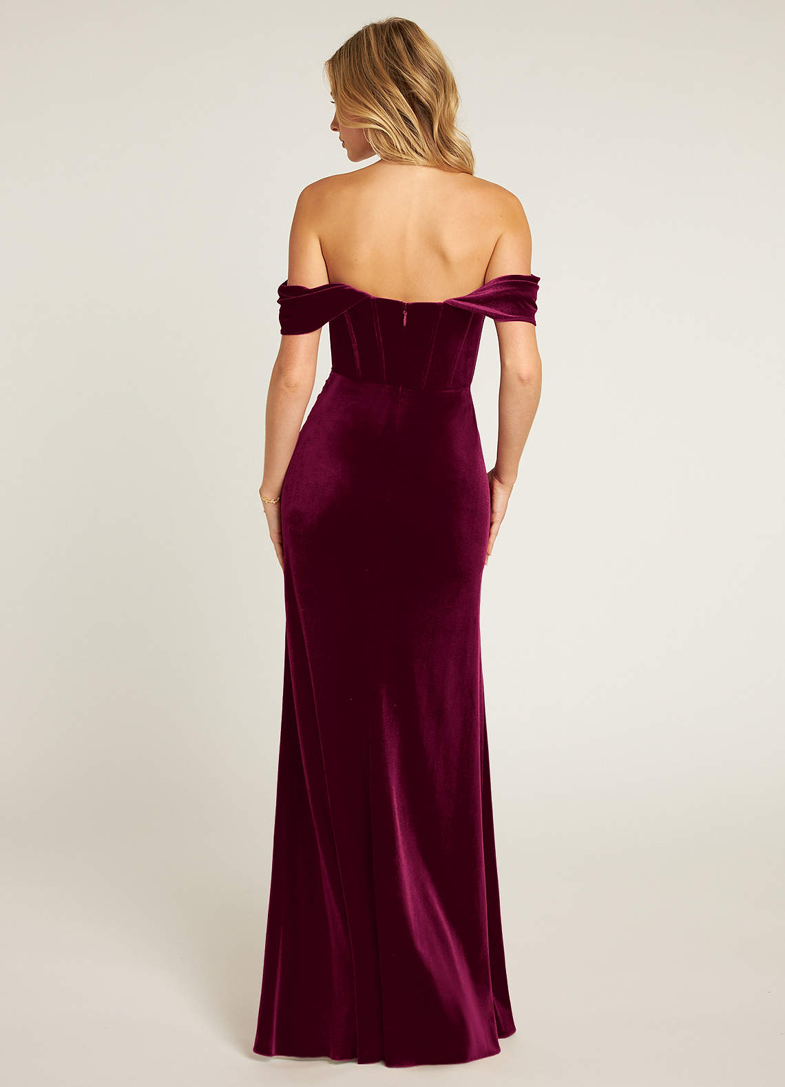 backless velvet maxi dress Wine Velvet Maxi Dress With Open Back And Rhinestone Detail main image 1