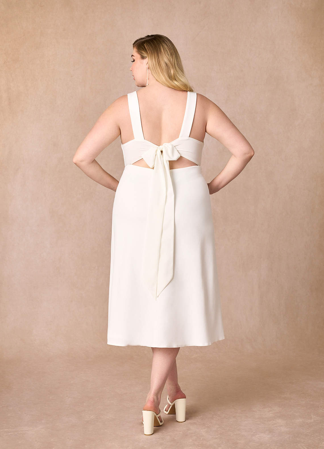 Azazie Chari Wedding Dresses Diamond White A-Line V-Neck Stretch Crepe Dress image7