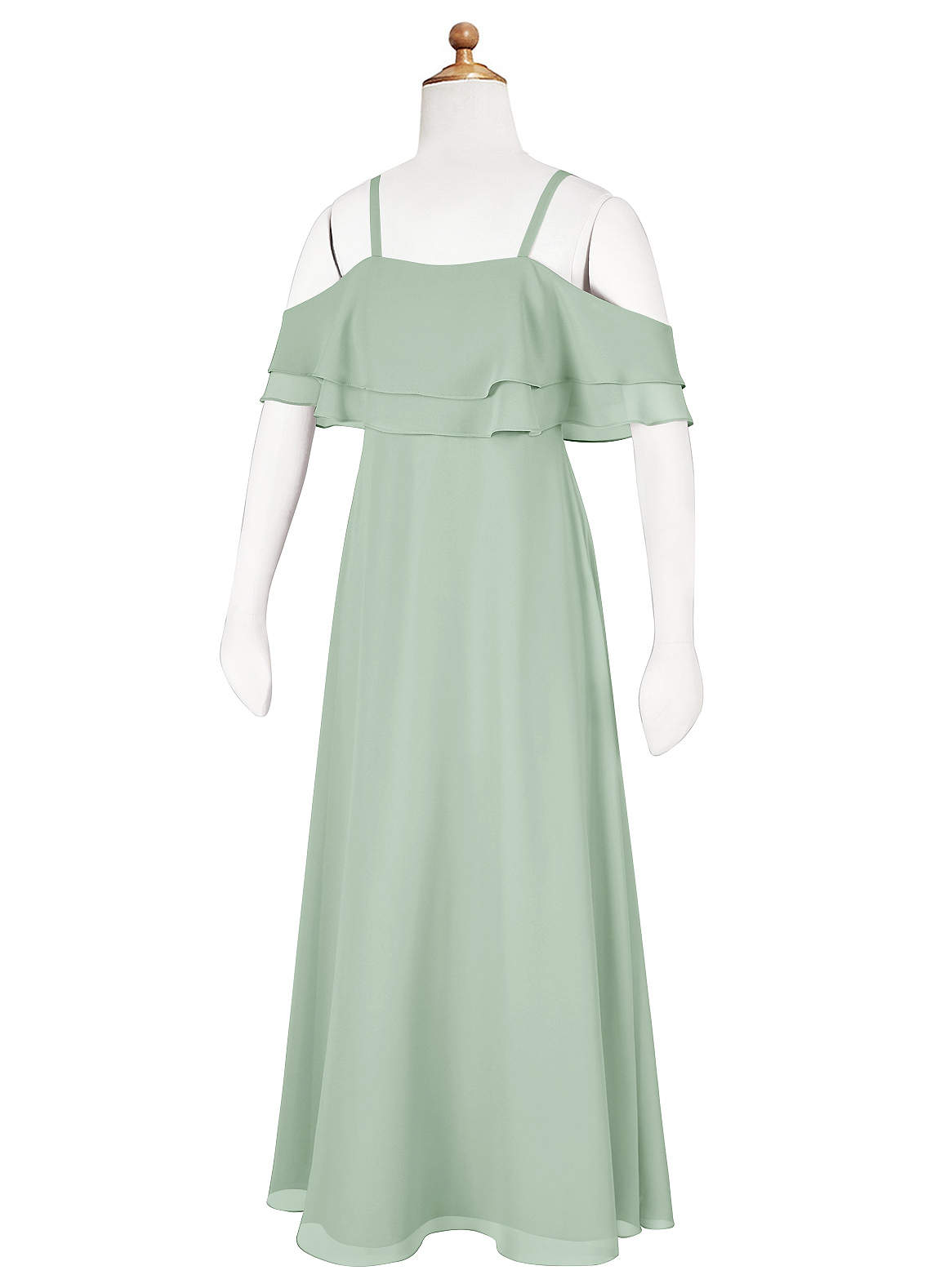 Azazie Tink A-Line Ruched Chiffon Floor-Length Junior Bridesmaid Dress image1