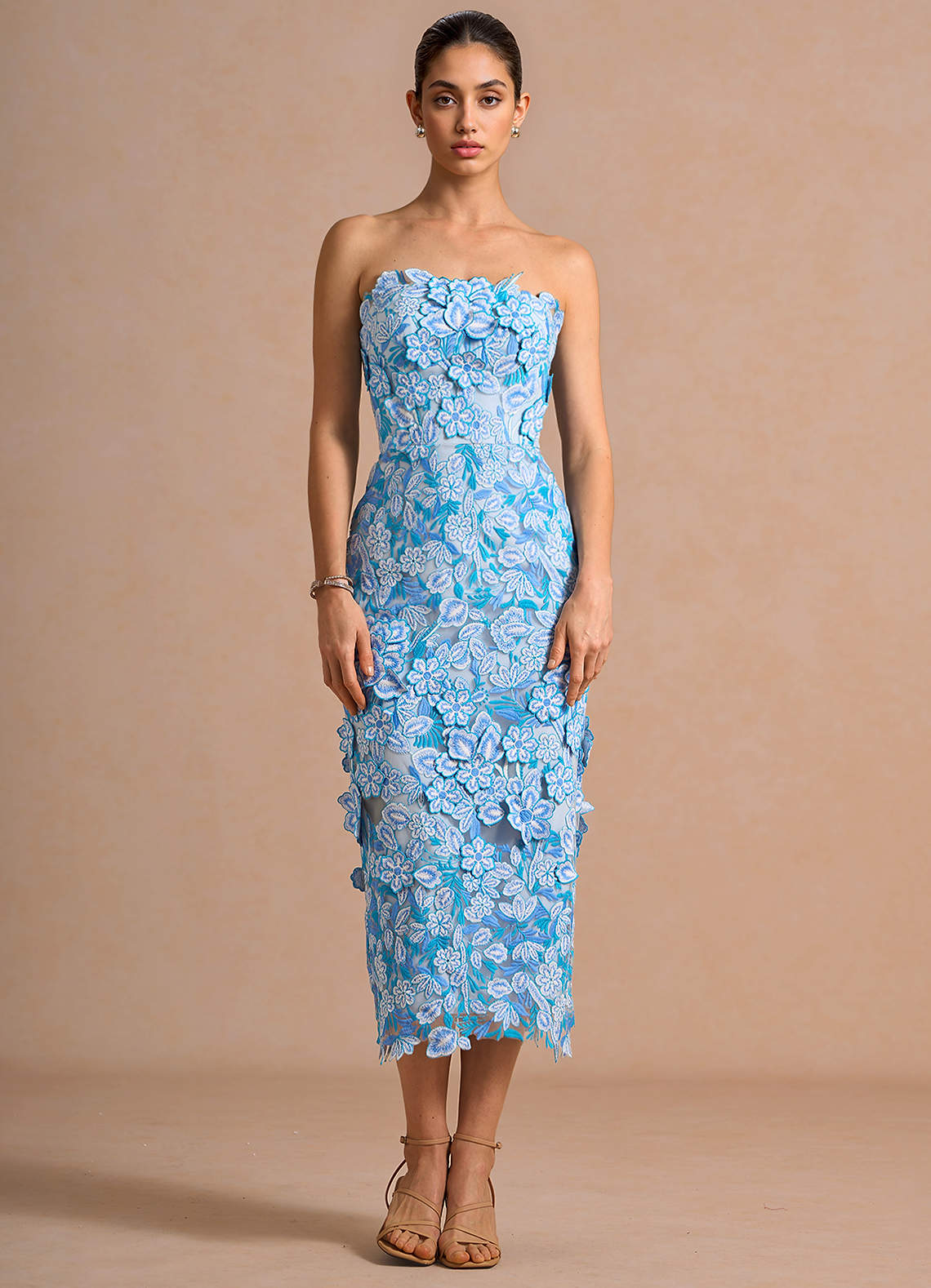 Della Blue Floral Multi Midi Dress Ready to Ship | Azazie