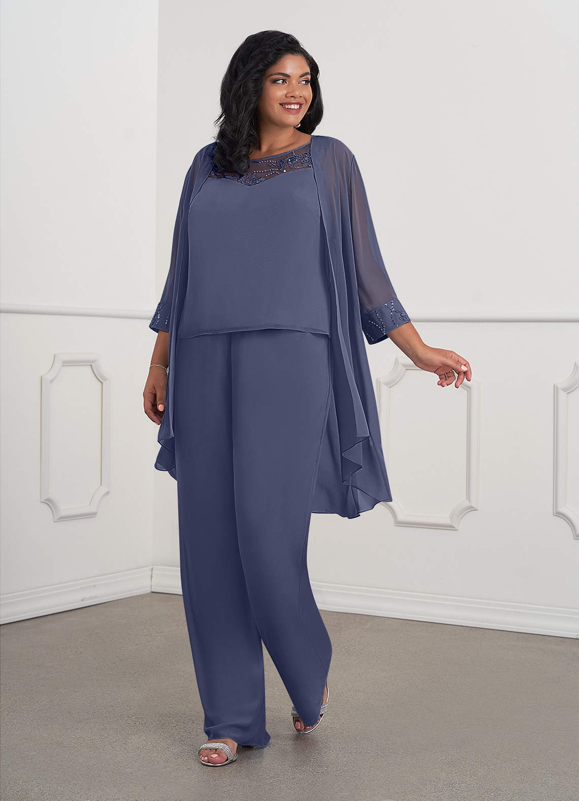 Azazie Maura Mother of the Bride Dresses Stormy Jumpsuit/Pantsuit Sequins Chiffon Dress image1