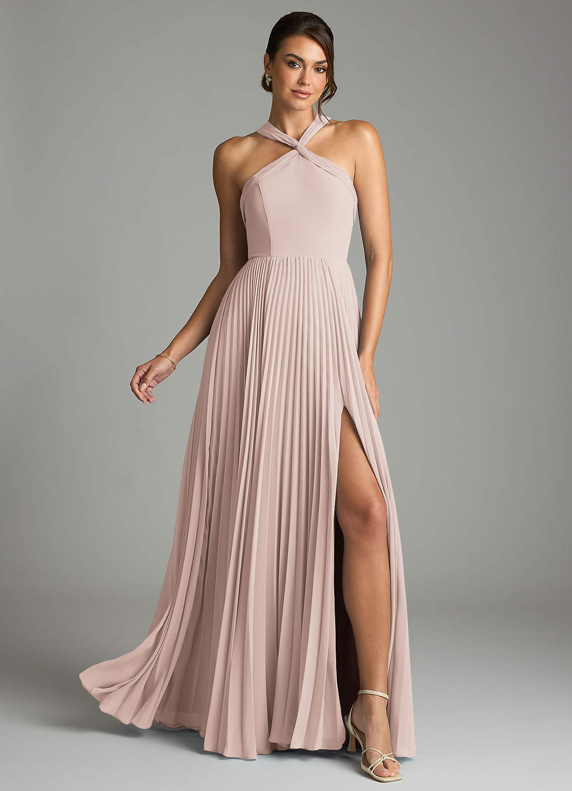 Azazie Afra Abiti da Damigella Abito A-Line in Chiffon Plissettato Petalo Di Rosa image1