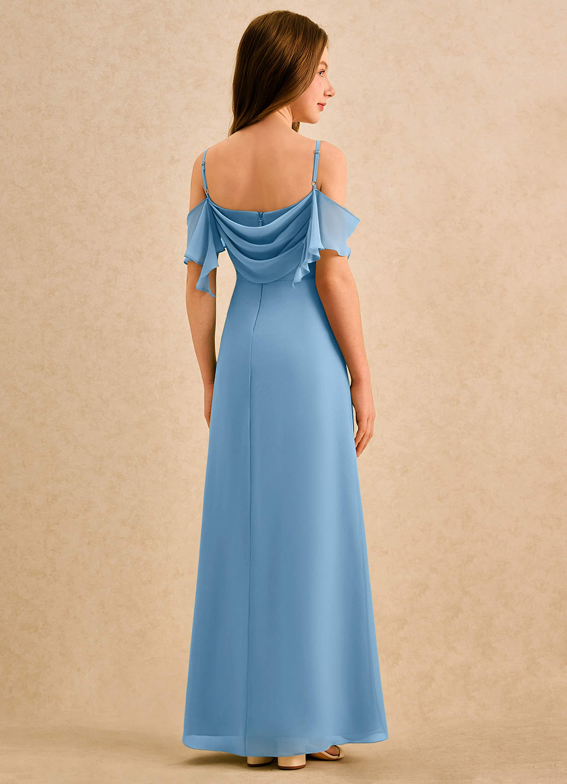 Azazie Pippy Girls Formal Sukienki dla dziewczynek sypiących kwiaty Linia A Dekolt w kształcie serca Szyfon Długość podłogi Sukienka image5