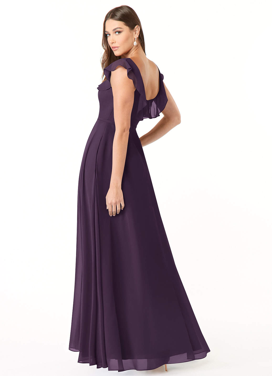 maniju bridesmaid dresses Zapaka Women Grey Blue Bridesmaid Dress with Slit A Line Chiffon Long  Wedding Guest Dress with Puff Sleeves