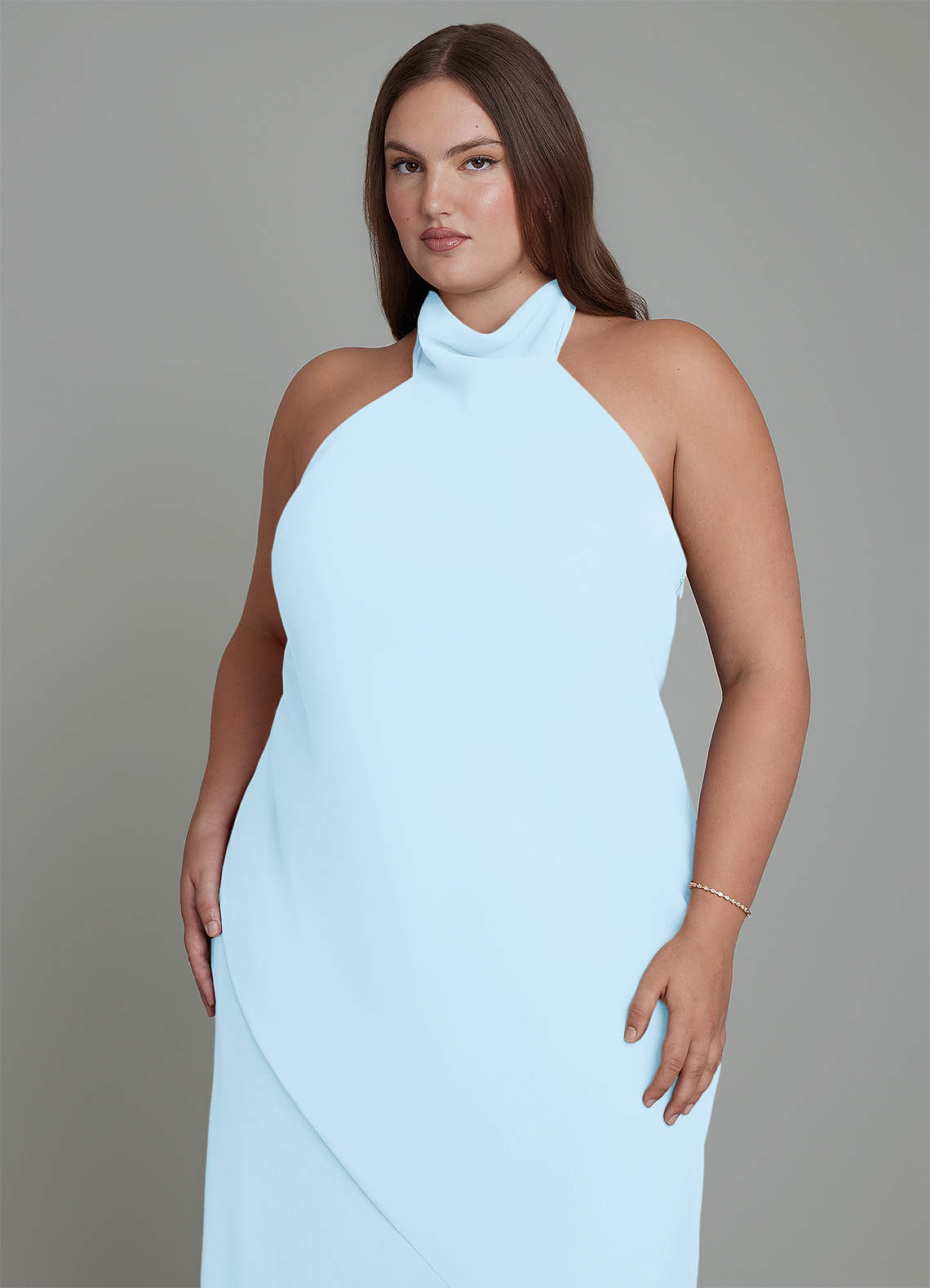 Azazie Velli Bridesmaid Dresses Sky Blue Mermaid High Neck Chiffon Dress image8