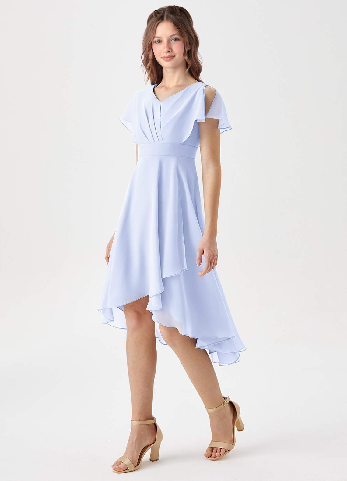 Azazie Graciela Junior Lavender A-Line Pleated Chiffon Dress image1
