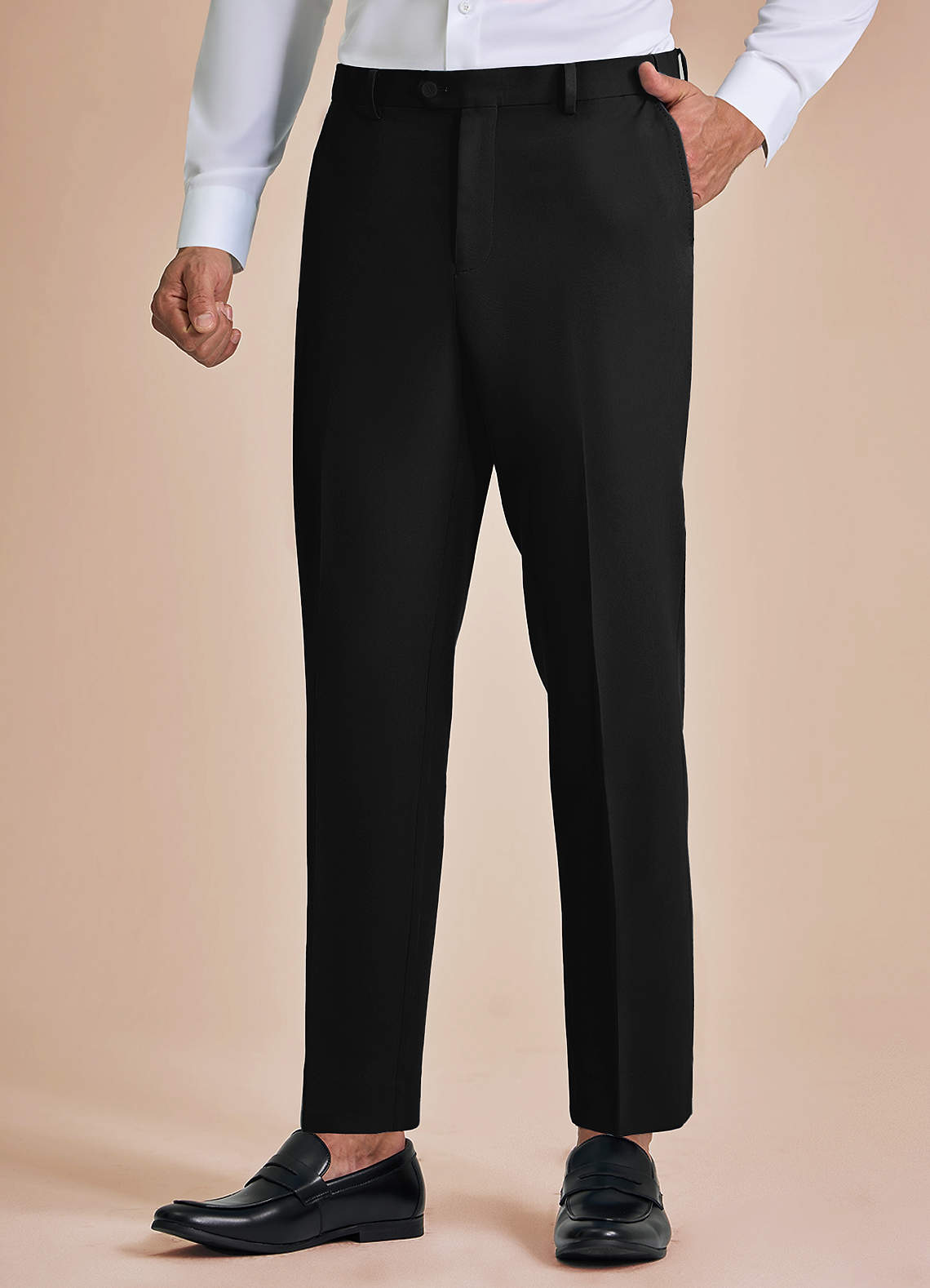 front James Black Structured Stretch Dress Pants