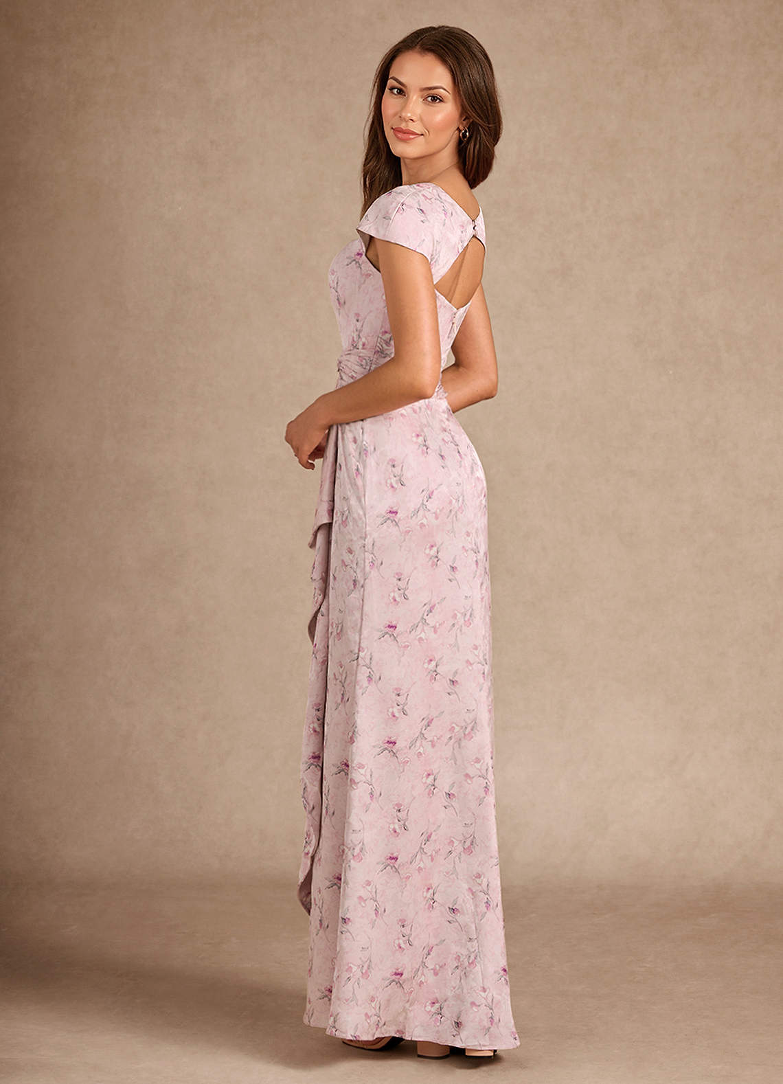 Azazie Elmira vestidos de madre de la novia Vestido de Rosa Inglesa de Satén Elástico de Recto con Escote de Corazón image4