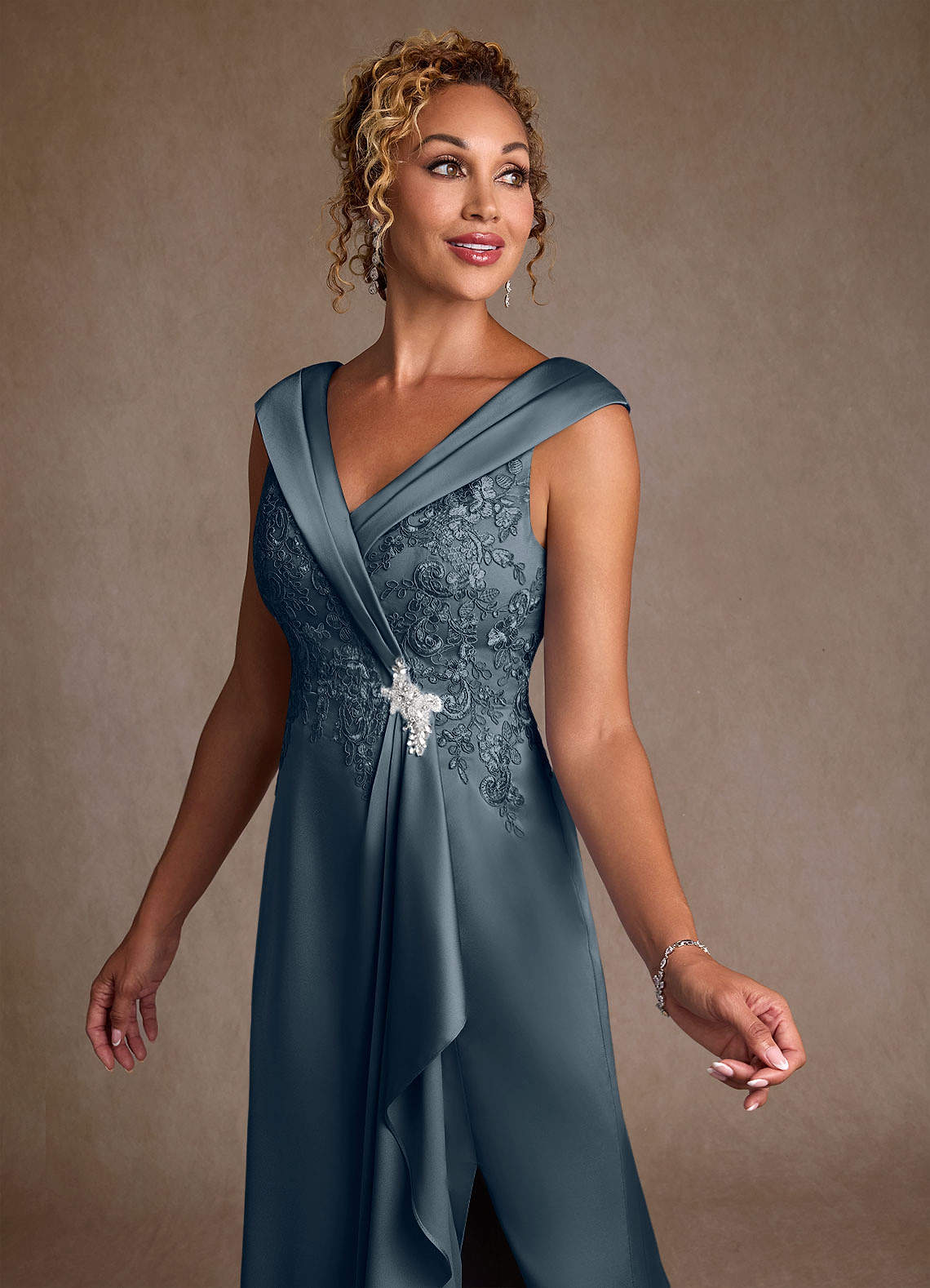 Azazie Santa Monica Mother of the Bride Dresses Twilight A-Line Lace Dress image4