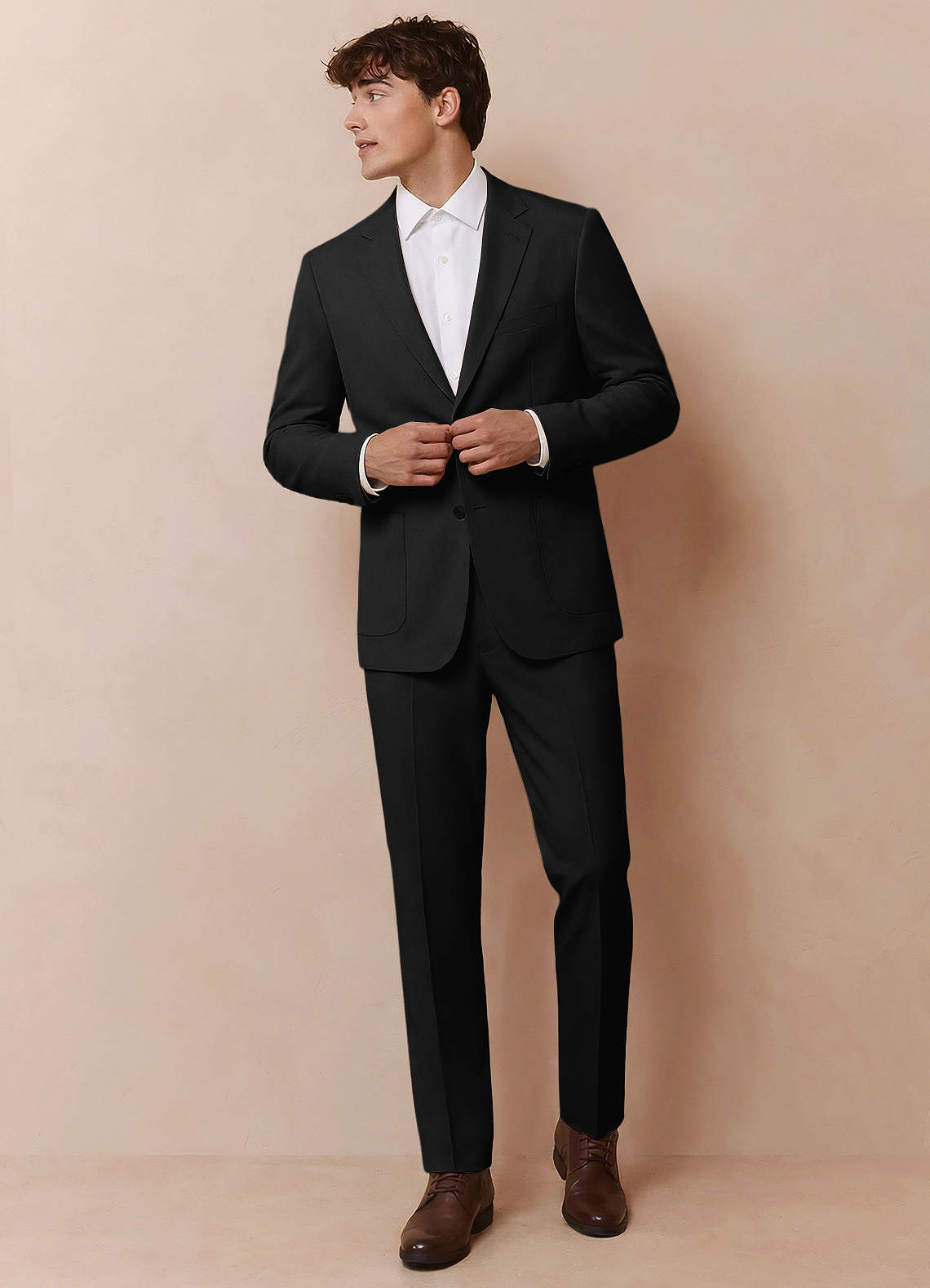 front Owen Black Lightweight Tailored Suit Jacket