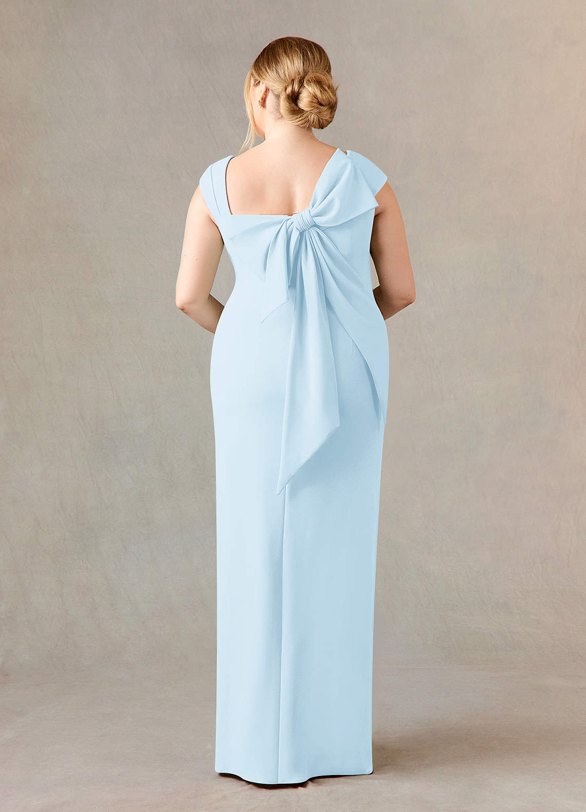 Azazie Ellen Sky Blue Sheath Side Slit Stretch Crepe Dress Mother Of The Bride Dresses Azazie 5677