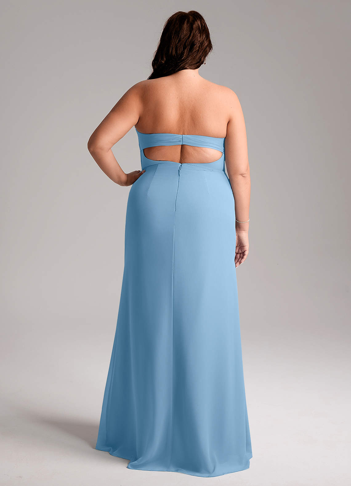 Azazie Leonis Bridesmaid Dresses Steel Blue Sheath Strapless Chiffon Convertible Dress image9