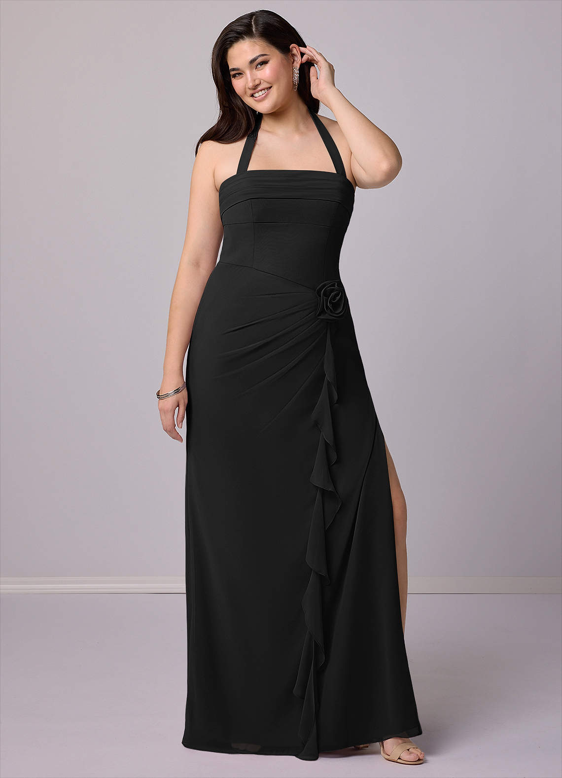 Barbie ♥ Azazie Bridesmaid Dresses Black Sheath Strapless Chiffon Convertible Dress image11