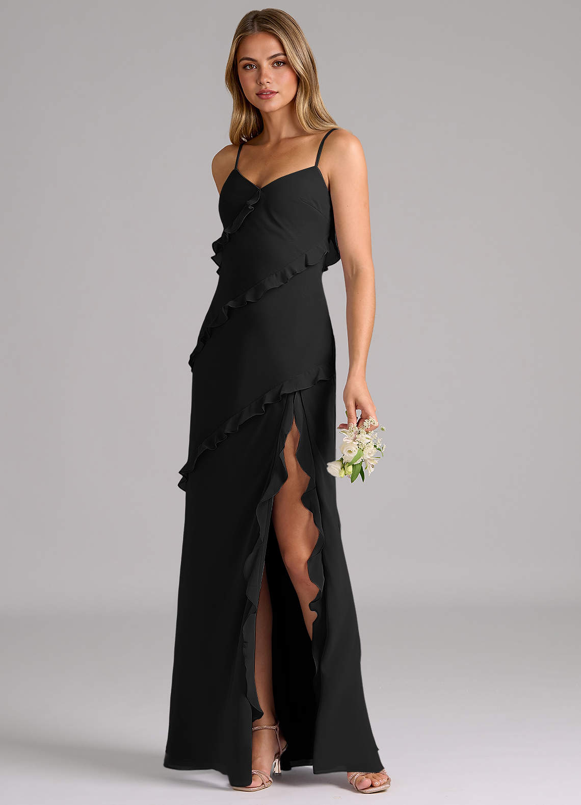 black ruffle bridesmaid dress Black Bridesmaid Dress - Black Ruffled Dress - Tiered Maxi Dress