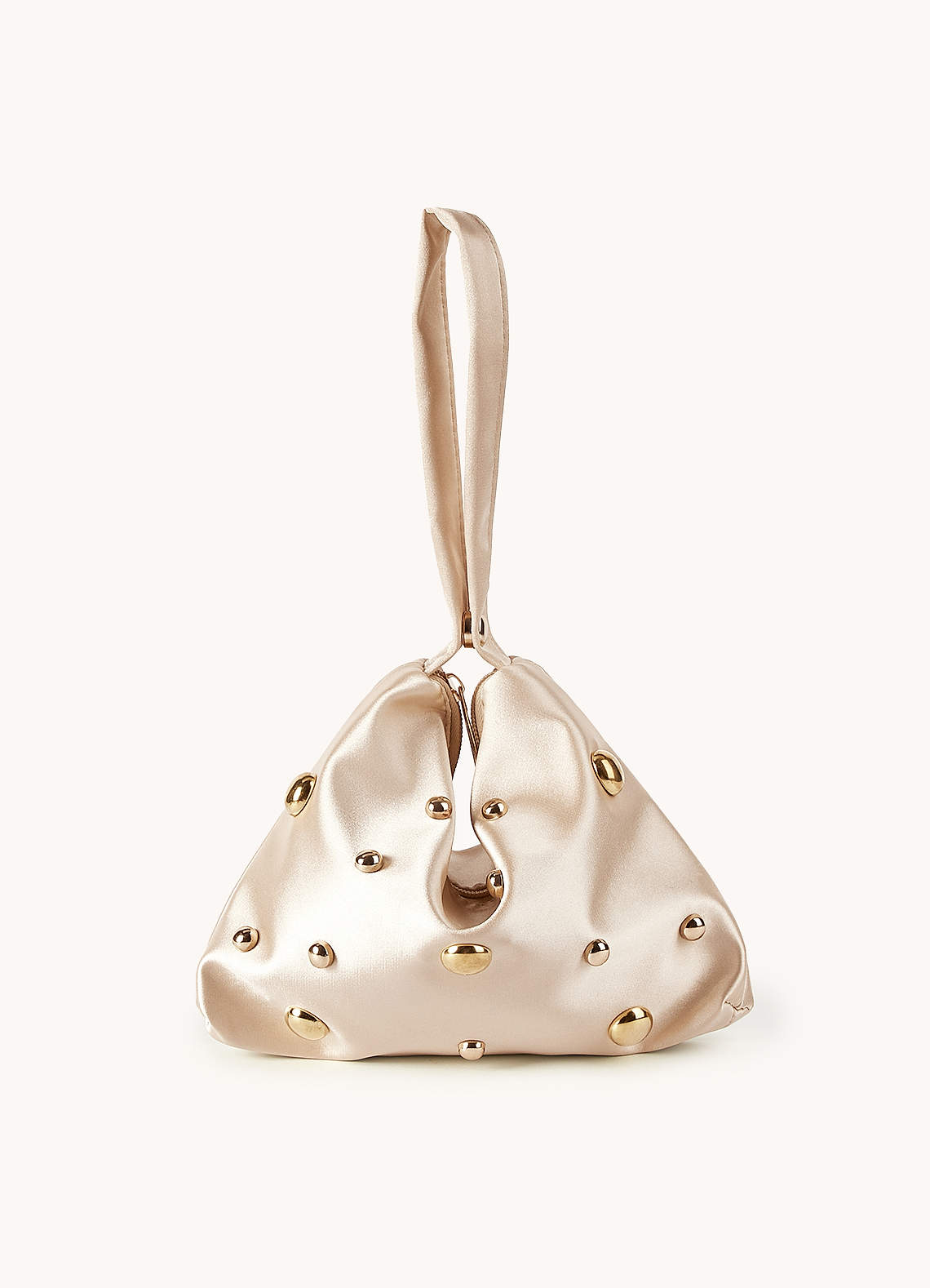 front Studded Satin Adjustable Shoulder Bag