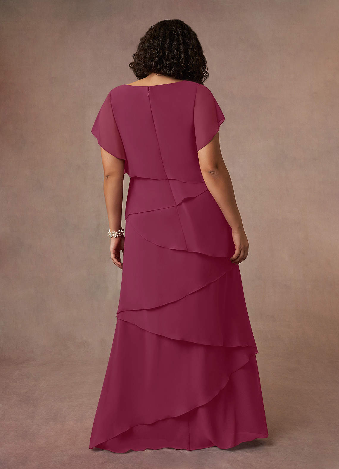 Azazie OHara vestidos de madre de la novia Vestido de Mora de Gasa de Corte en A con Cuello en V image13