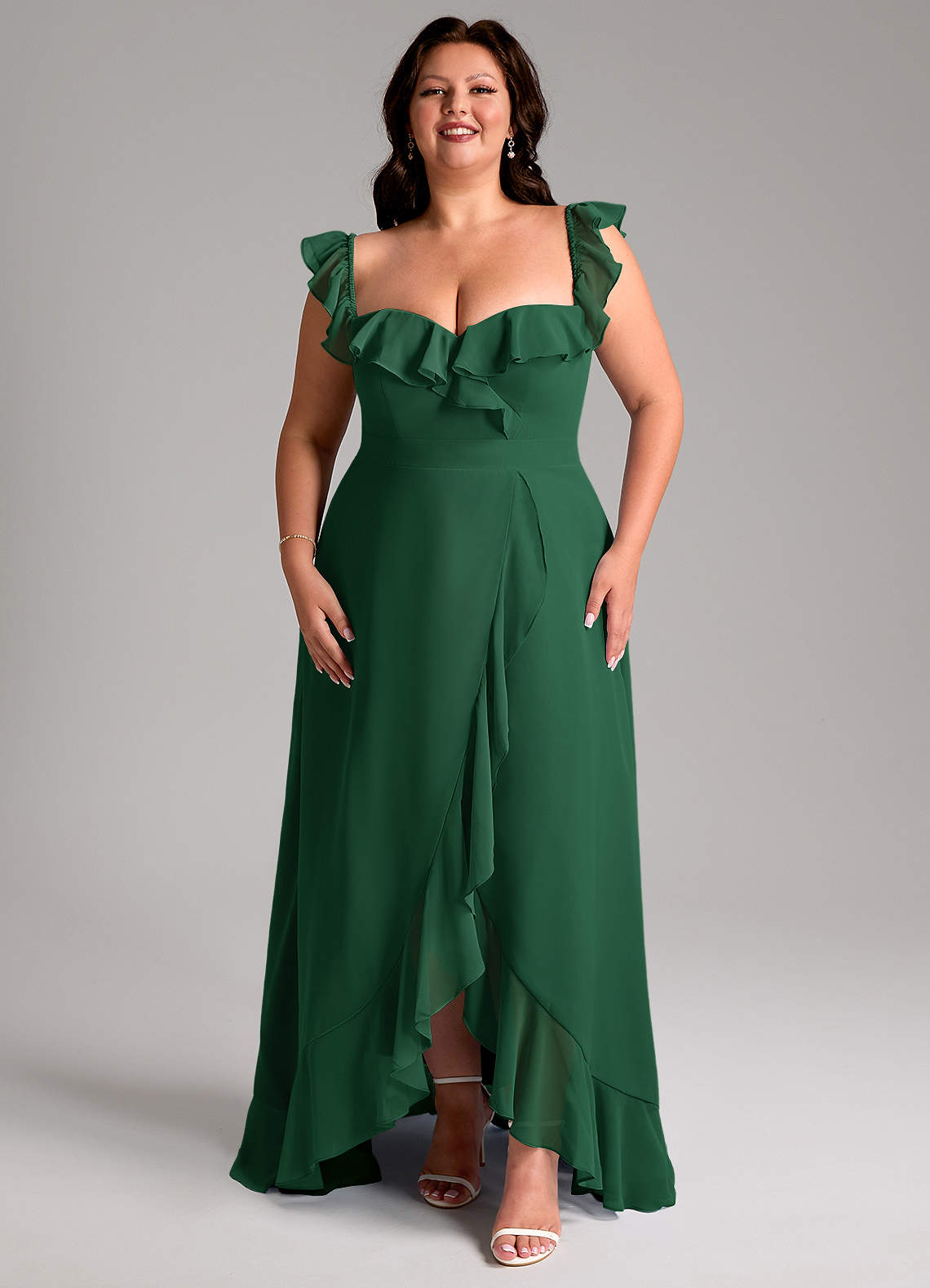 Azazie Lyra Dark Green Chiffon Bridesmaid Dresses | Azazie UK