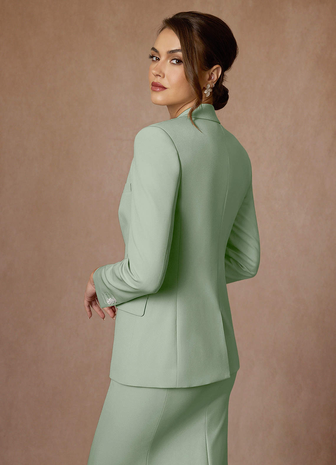 front Kennedy Dusty Sage Structured Stretch Dress