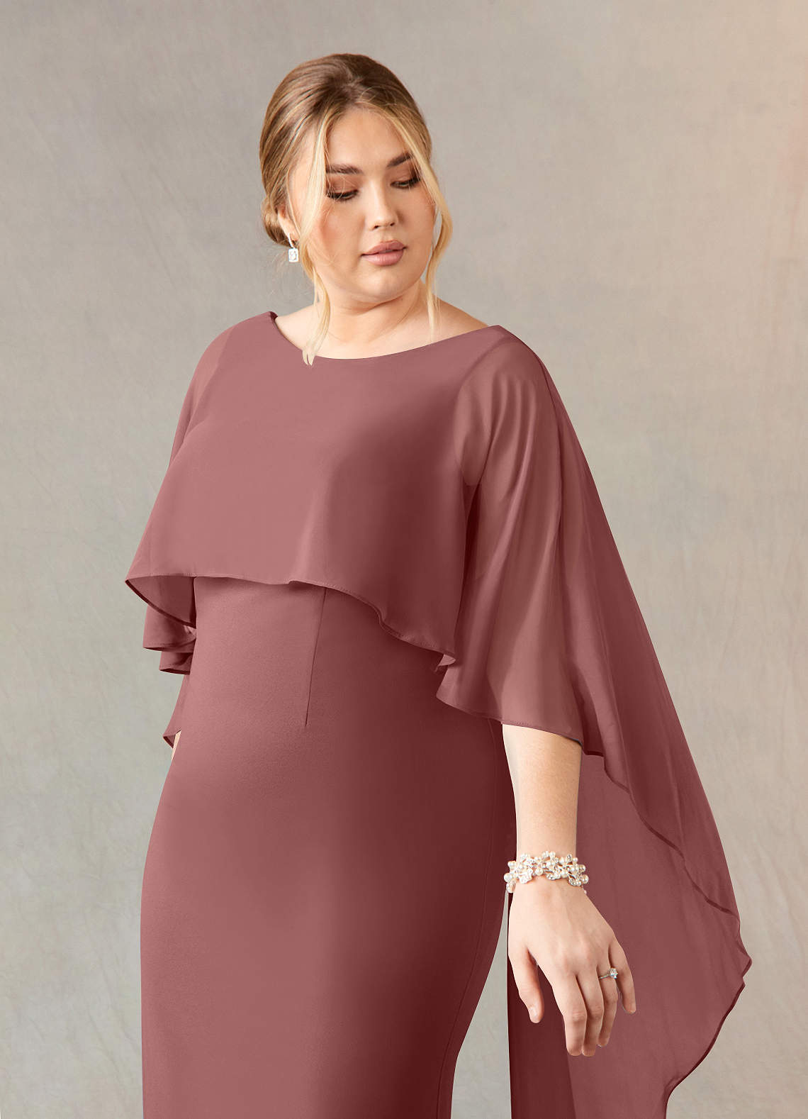 Azazie Dion Mother of the Bride Dresses Desert Rose Sheath Scoop Stretch Crepe Dress image11