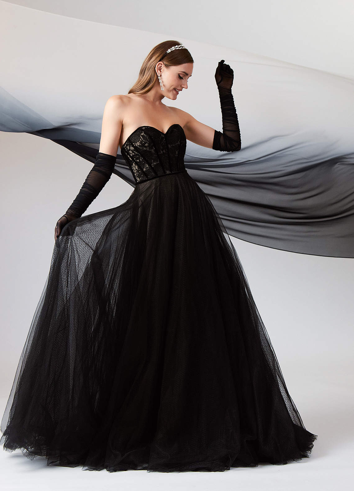 Azazie Persephone Hochzeitskleider Ballkleid Spitze Tüll Kleid Schwarz Nude image1