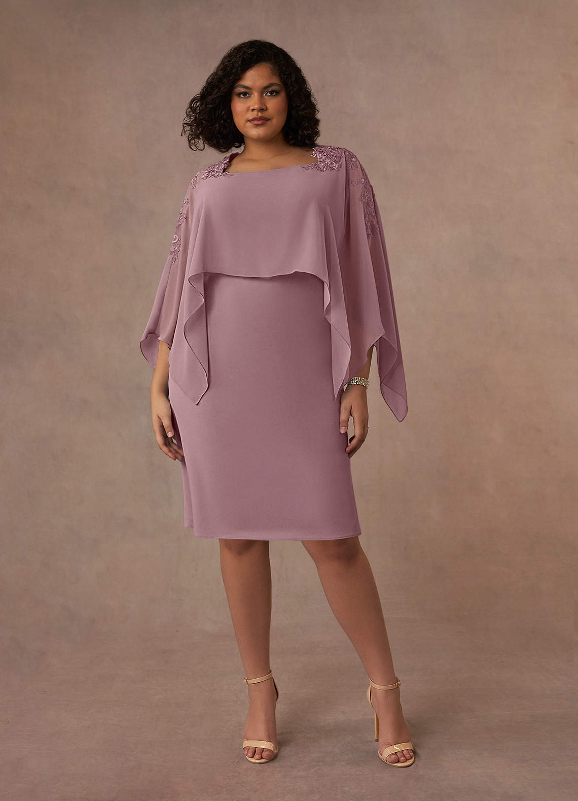 Azazie Maryam Final Sale Dusty Rose Sheath Lace Chiffon Dress image1